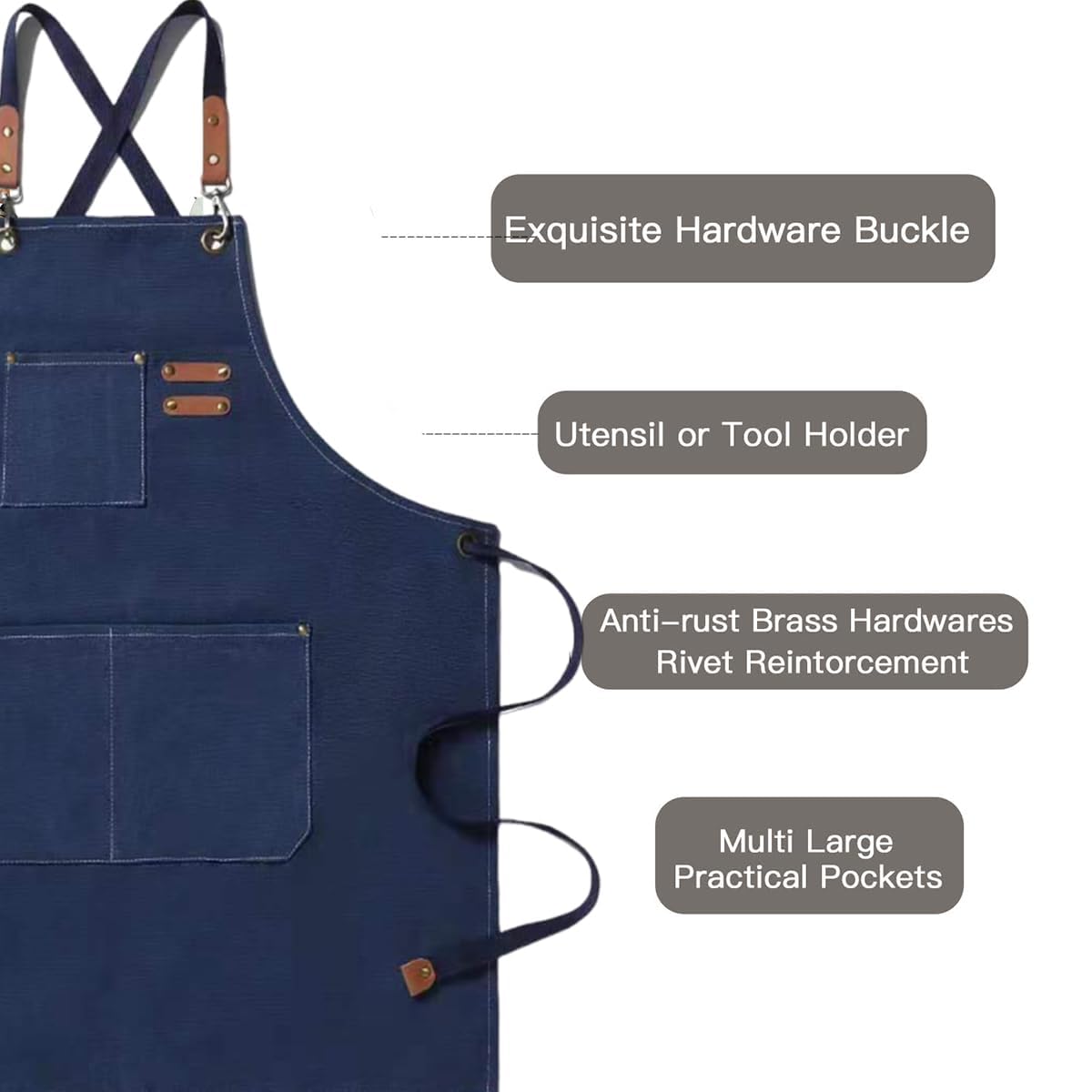 USCHAILIQIANG Kids Aprons Adjustable With 3 PocketsTool Waterproof For Cooking Painting Gardener Canvas Apron For 6-12 Girls And Boys (blue)