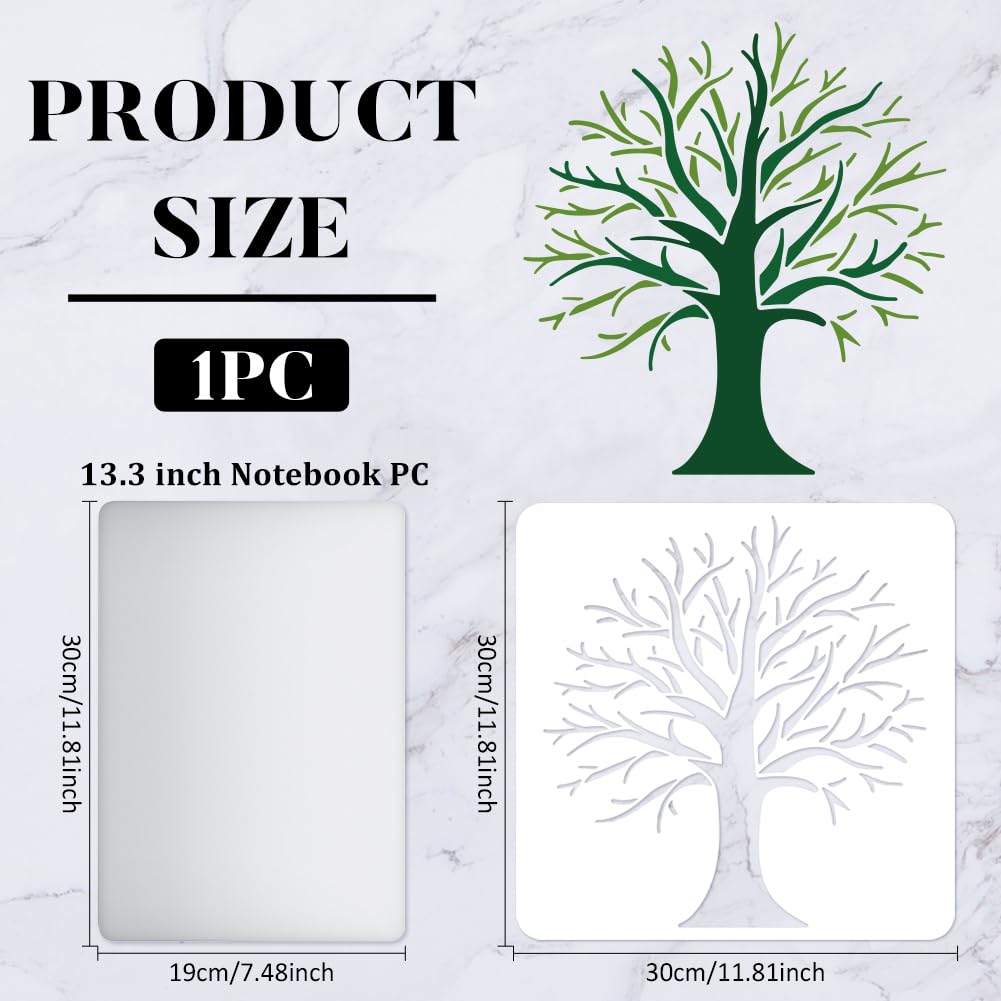 FINGERINSPIRE Tree Stencils Template 11.8x11.8inch Plastic Tree Branches Drawing Painting Stencils Square Reusable Stencils for Painting on Wood, Floor, Wall and Tile