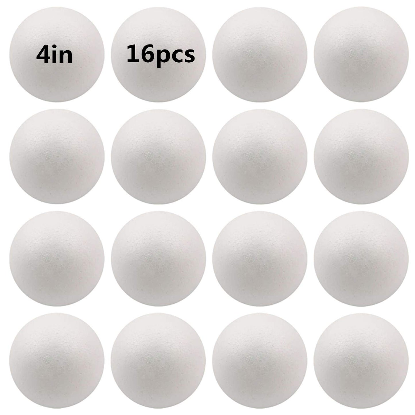 FFchuanhe 16 Pack Foam Balls for Crafts, 4 Inch Polystyrene Smooth Round Balls, for Arts and Crafts Supplies, School Project, Weddings, Christmas, Home Decoration and Various Gathering White