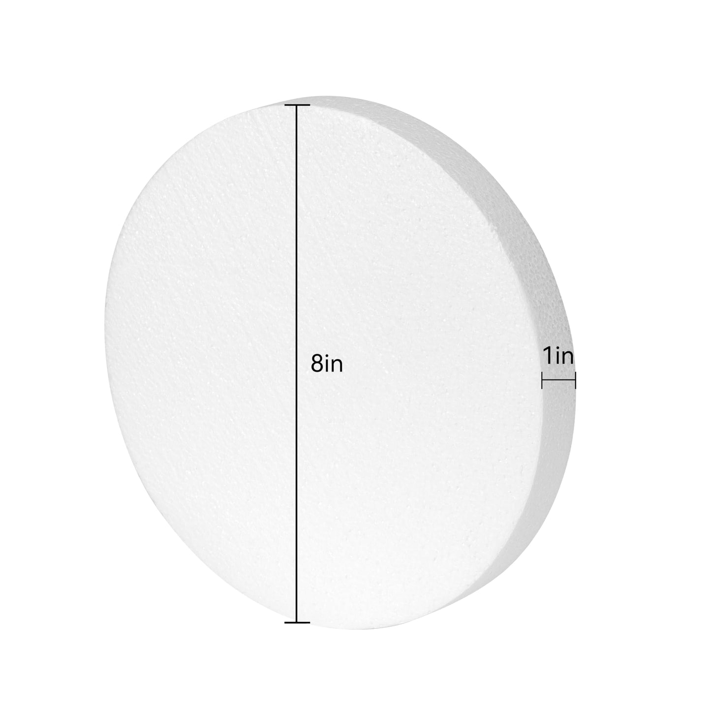 8 Inch Foam Circles for 5-Pack 1 Inch Thick, Crafts, Polystyrene Circles for DIY Crafts School Supplies Decorations(White)