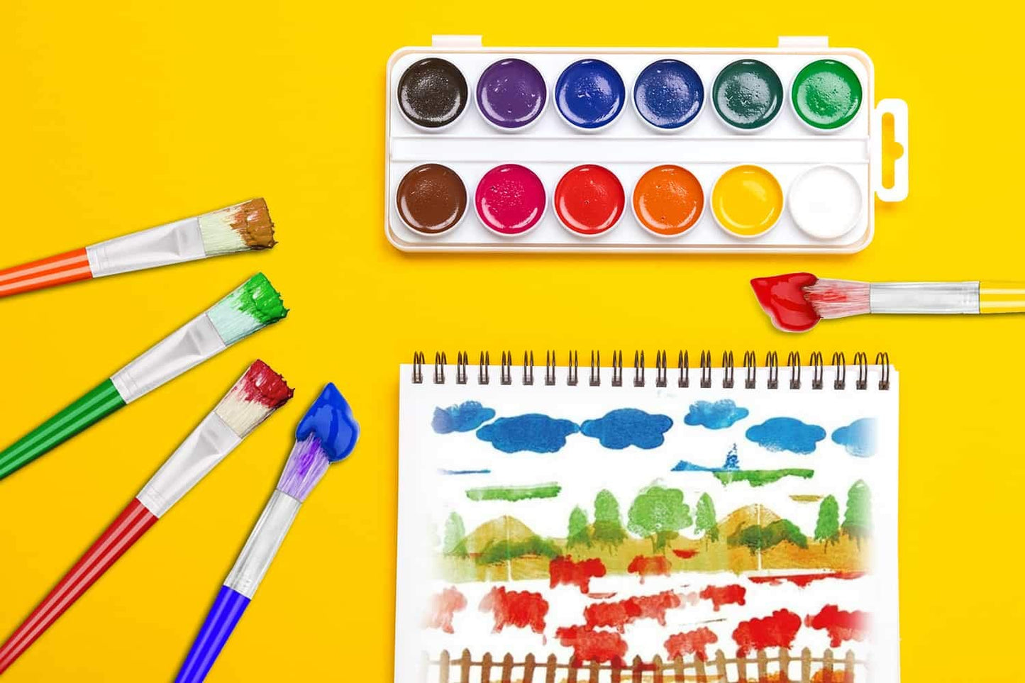 Anezus Large Chubby Paint Brushes Round and Flat Preschool Paint Brushes for Washable Paint Acrylic Paint For Toddler , 10Pcs