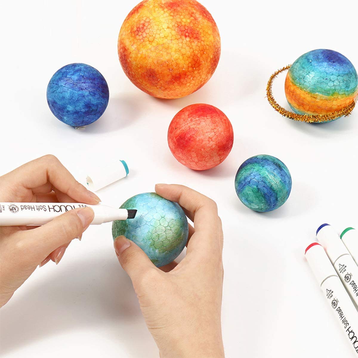 Crafare 4 Inch 4 Pack Foam Balls for Crafts White Polystyrene Smooth Craft Foam Balls for DIY Household School Projects Party Decoration