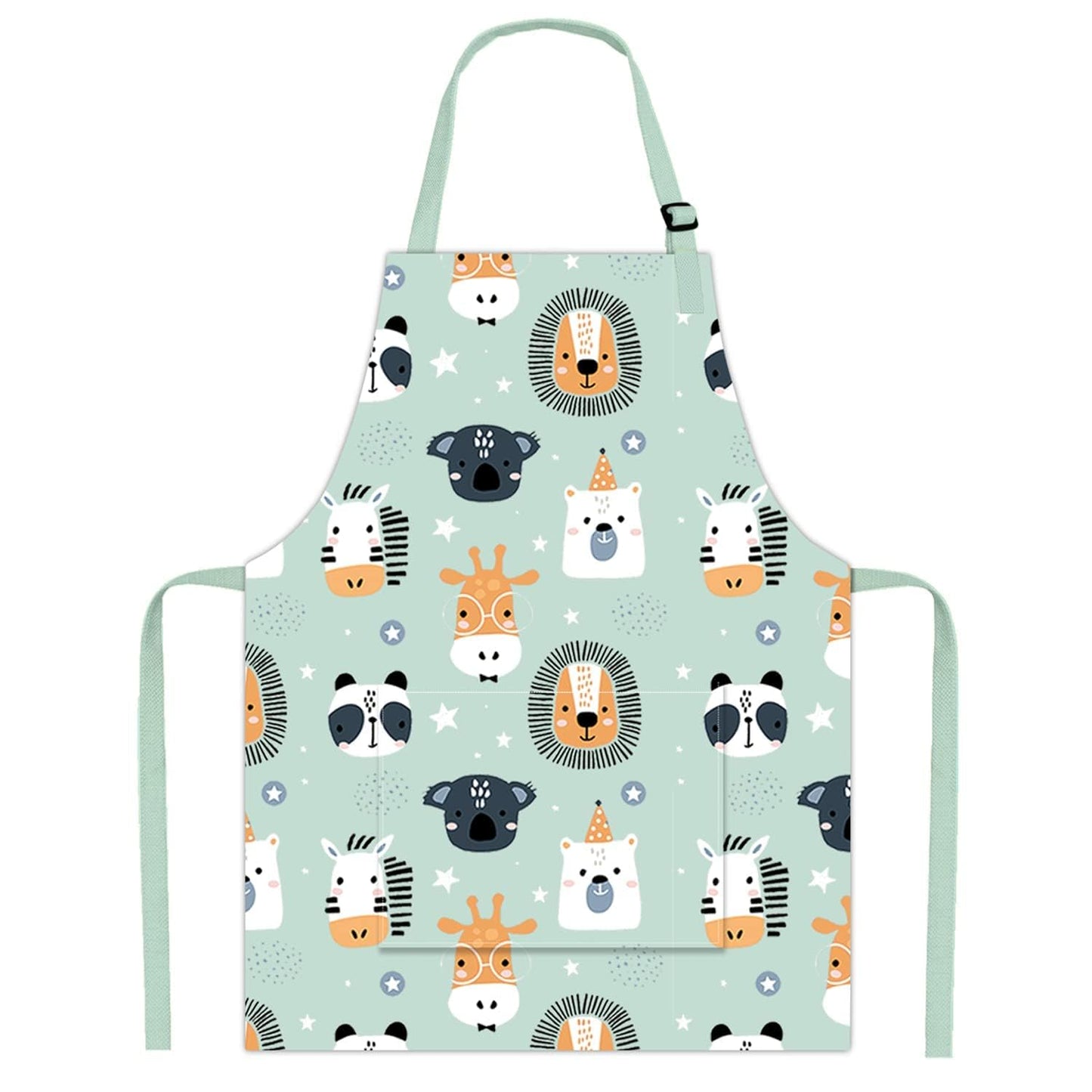 Pipoobear Kids Apron for Boys and Girls Aged 2-6, Toddler Aprons with Pocket Adjustable Strap, 100% Cotton Blue Chef Outfit for Kitchen Cooking Baking Painting and Craft