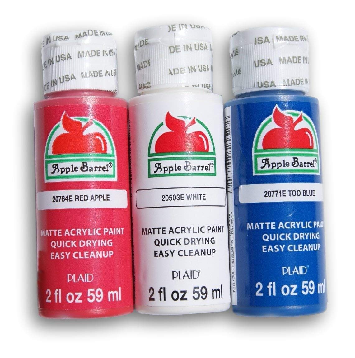 Apple Barrel Red, White, and Blue Patriotic Acrylic Paint Bundle (2 Ounces Each)