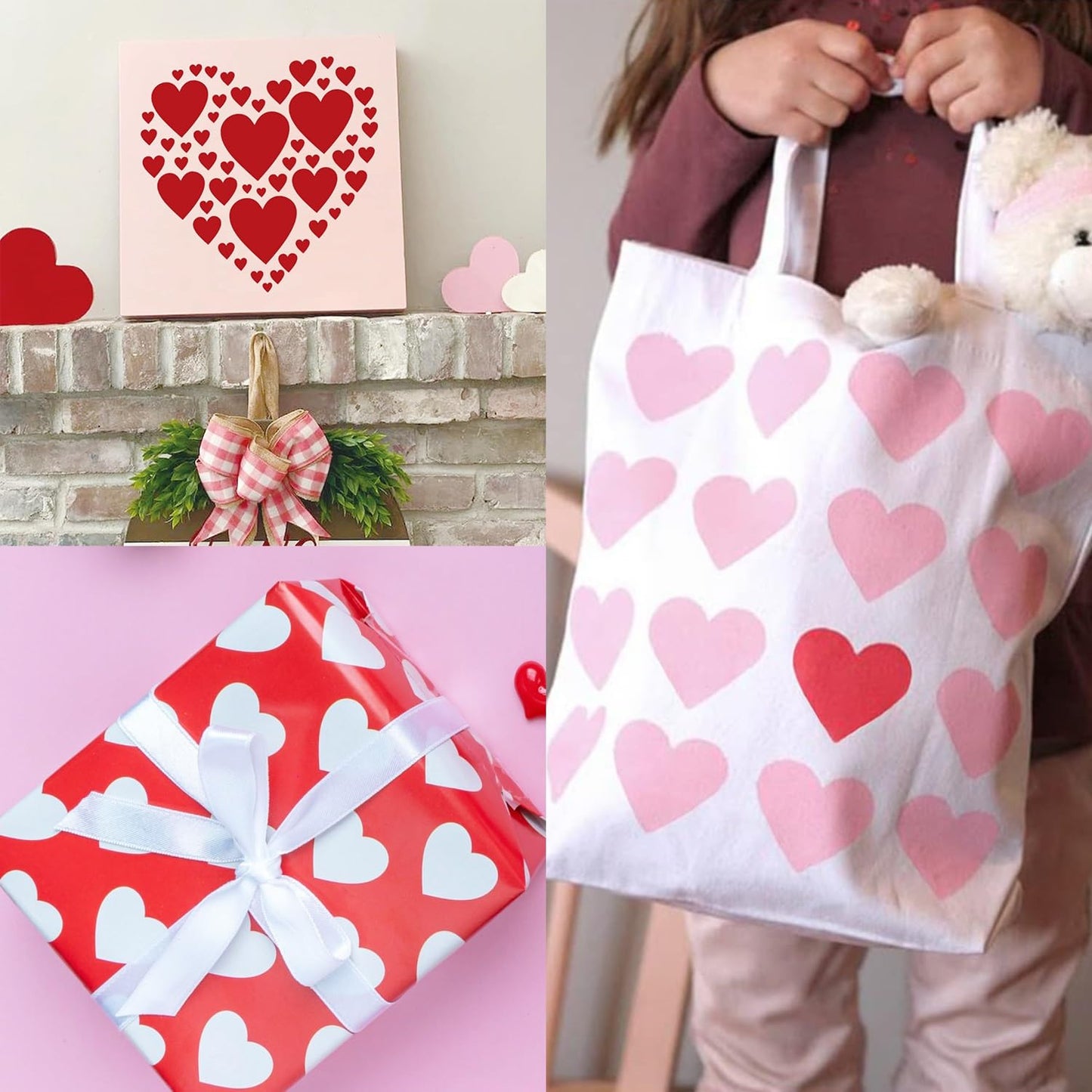 11 Pieces Heart Stencil, Reusable Heart Stencil Template Plastic Stencils for Painting on Wood Wall Home Decor DIY Crafts