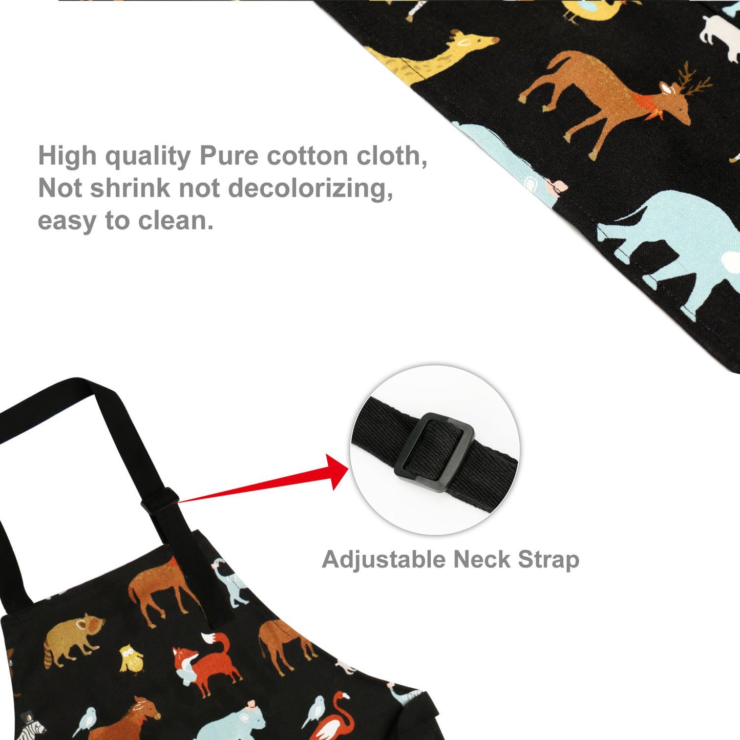 Jennice House Children Chef Aprons, Pure Cotton Kids Aprons with Pocket Baby Aprons Black 2