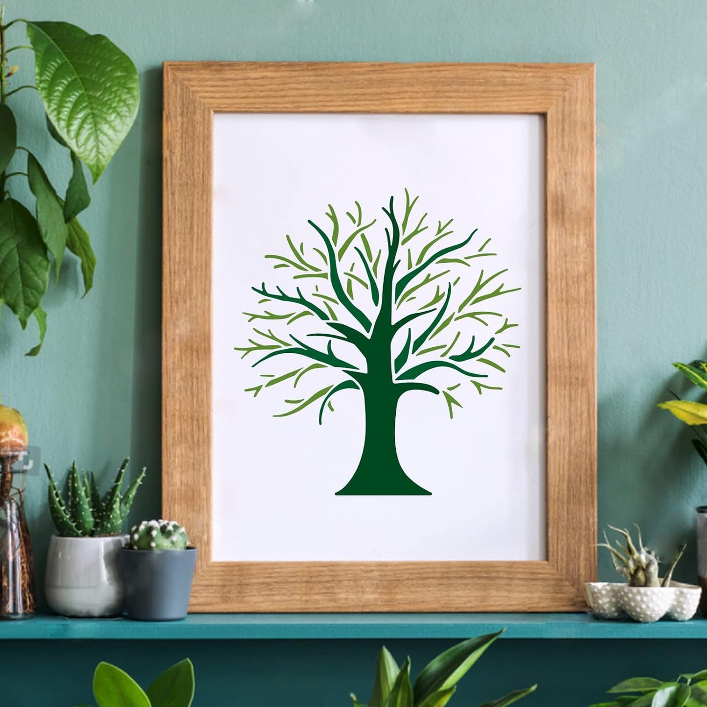 FINGERINSPIRE Tree Stencils Template 11.8x11.8inch Plastic Tree Branches Drawing Painting Stencils Square Reusable Stencils for Painting on Wood, Floor, Wall and Tile