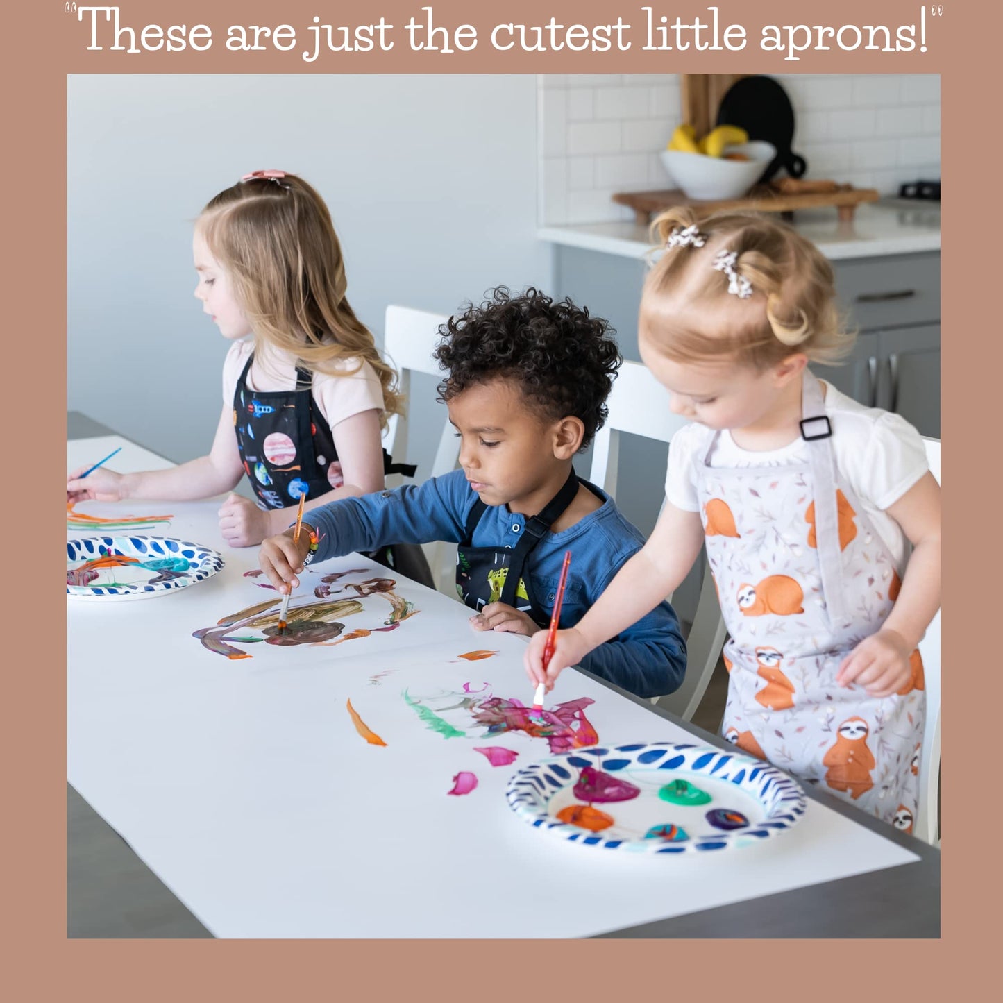 BABYBOET Kids Apron for Girls and Boys Apron for Kids Toddler with Pocket for Painting Cooking Baking Art Gardening Craft (Dinosaur Alphabet, Medium 6-12 yrs)