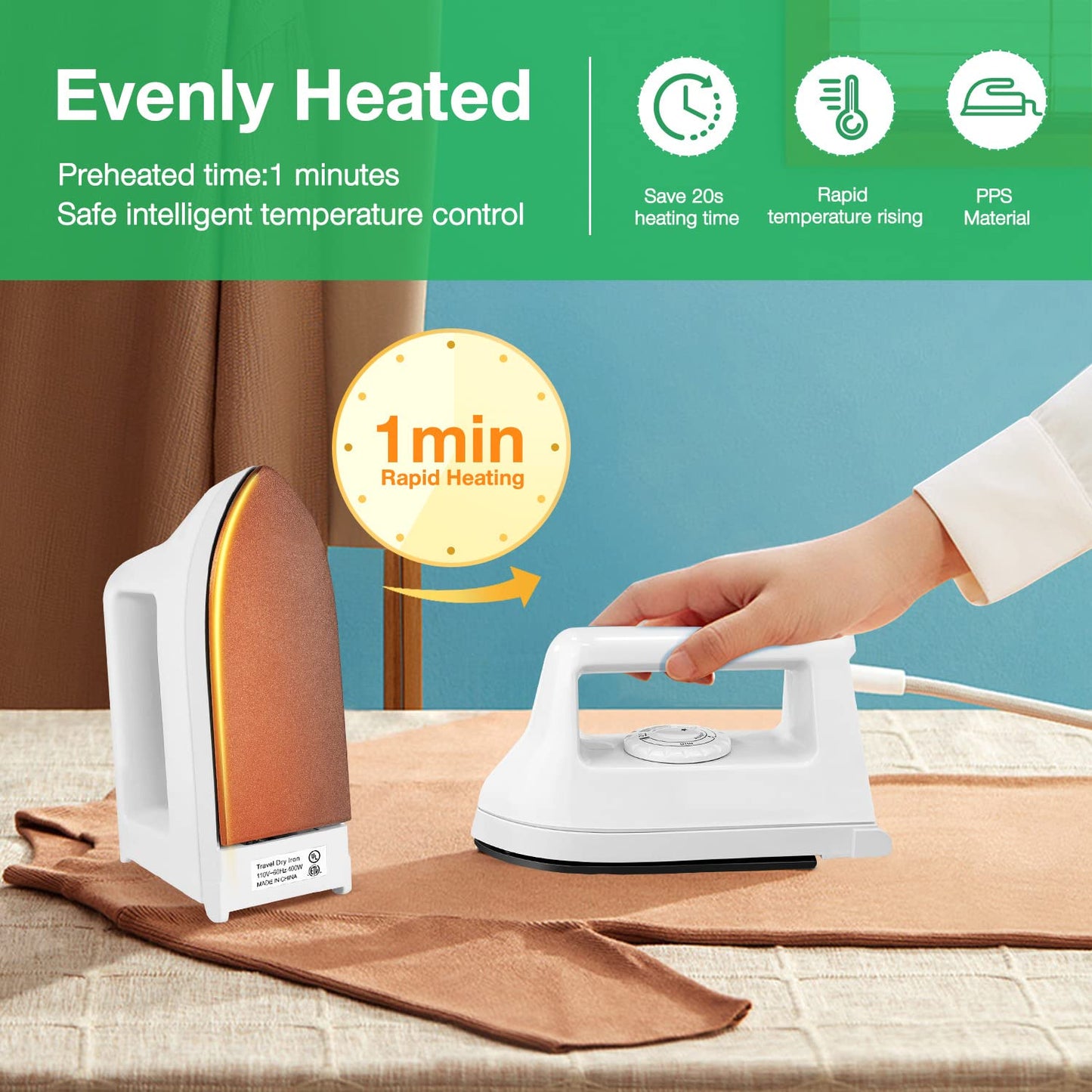 Mini Iron for Crafts Quilting, Travel Iron Household Iron Easy Iron Supplies Mini Electric Iron, Mini Heat Press Machine Sewing Sachine (White) cute05 6.49 x 3.74 x 2.6 inches