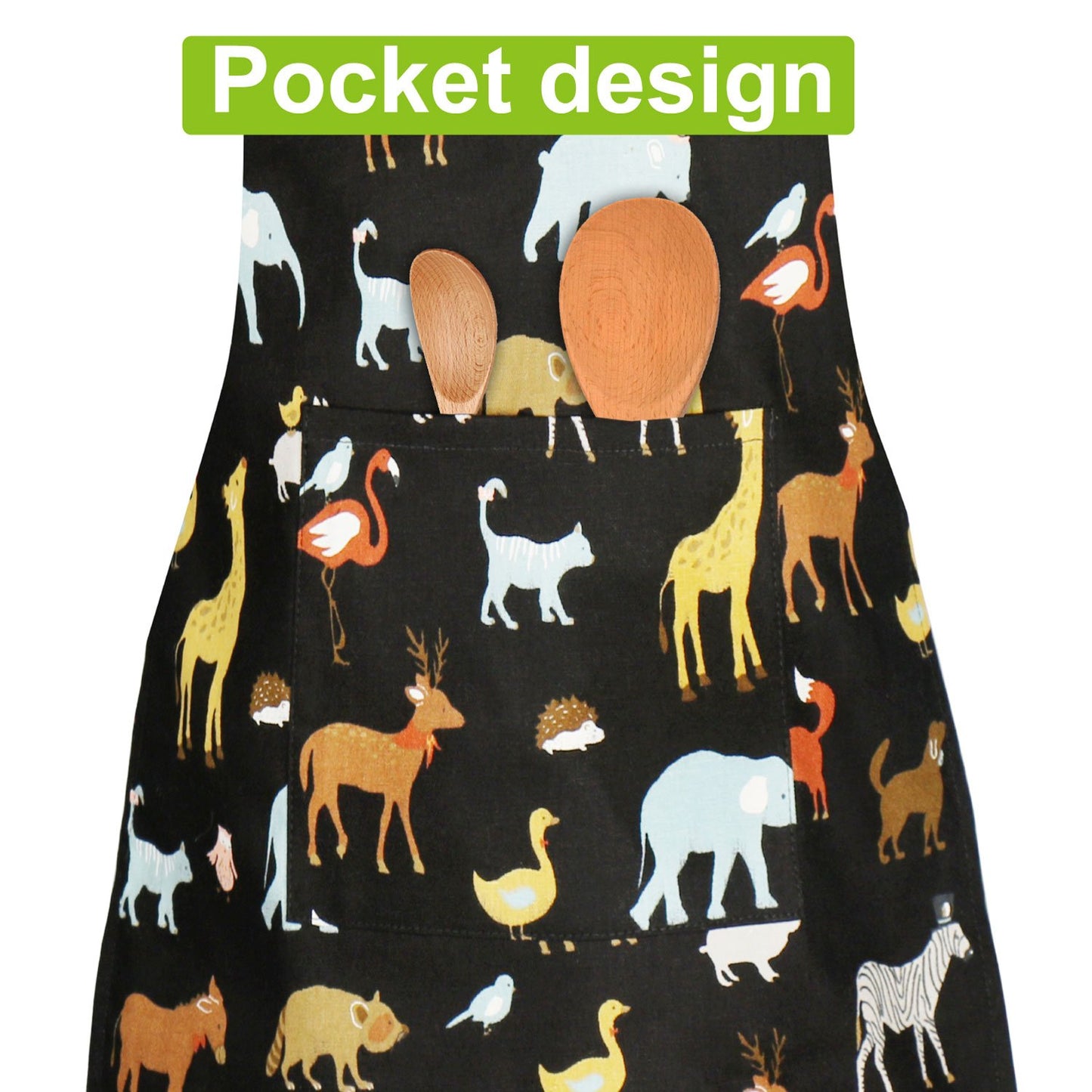 Jennice House Children Chef Aprons, Pure Cotton Kids Aprons with Pocket Baby Aprons Black 2