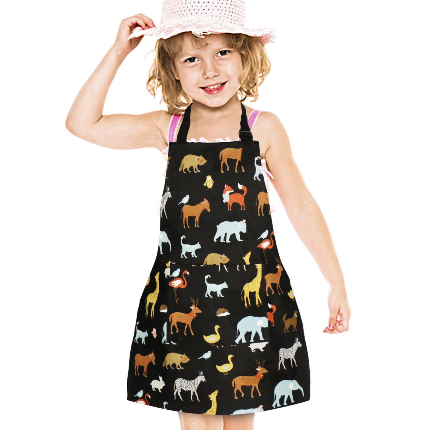 Jennice House Children Chef Aprons, Pure Cotton Kids Aprons with Pocket Baby Aprons Black 2