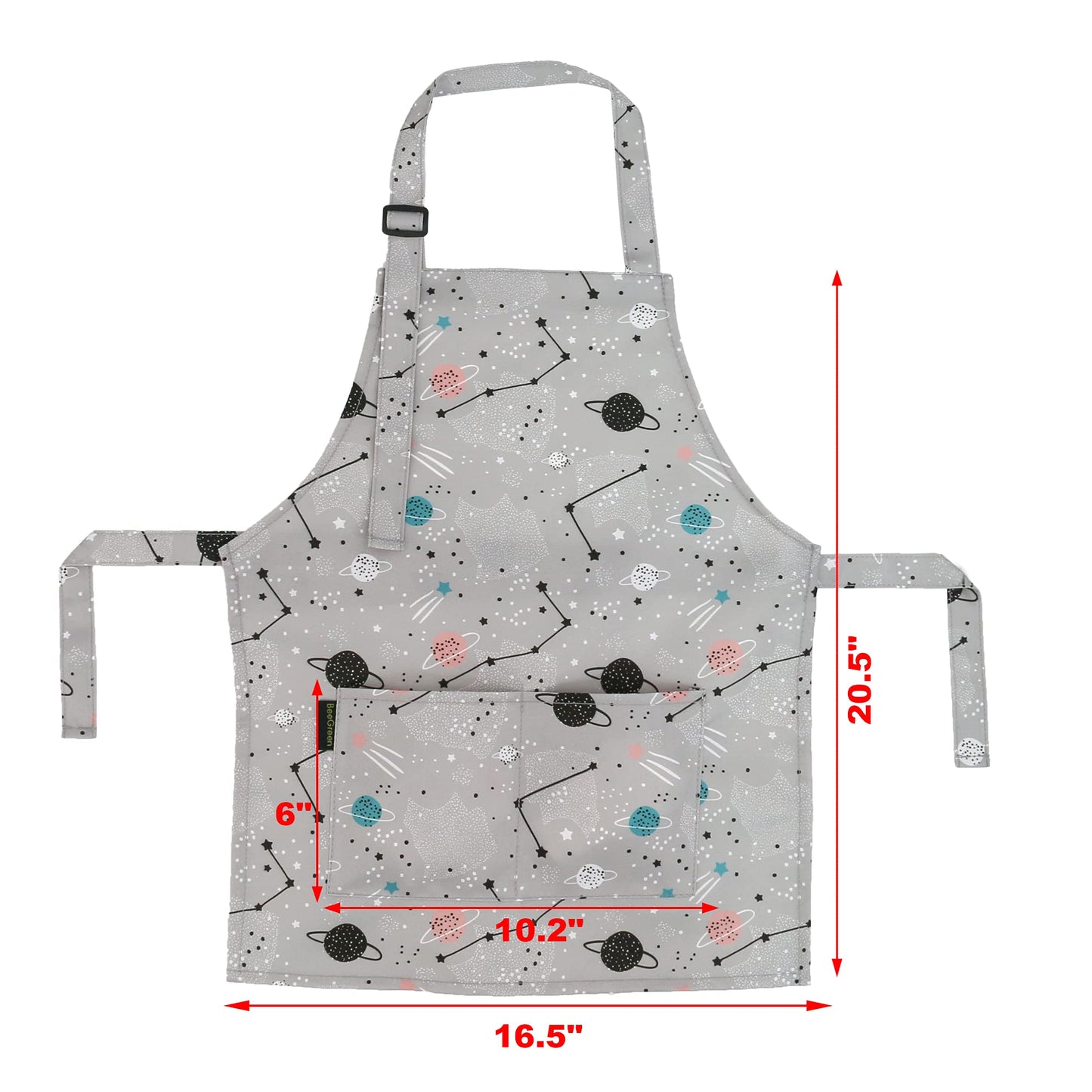 BeeGreen Rocket Planet Kids 2 Pack Cooking Aprons with Adjustable Strap Kids Kitchen Aprons with Front Pocket for Girls Toddler Painting Baking Artist Washable Foldable Lightweight