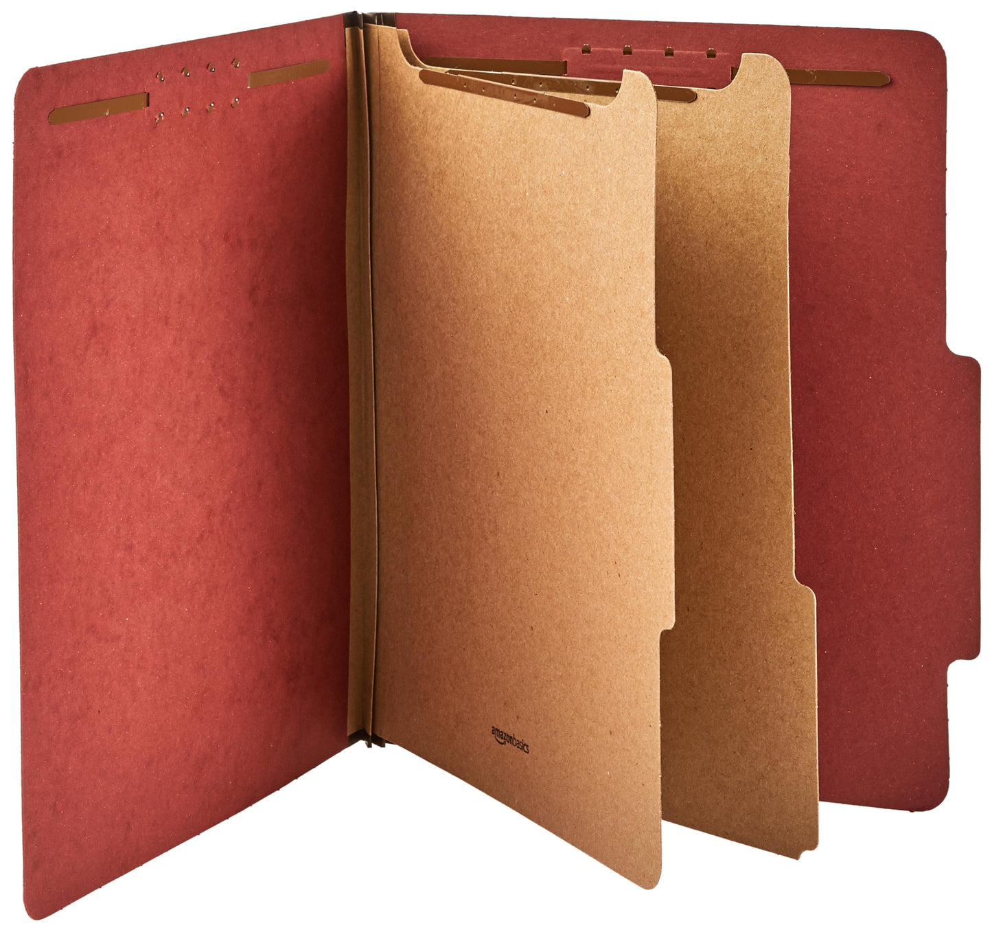Amazon Basics Pressboard Classification File Folder with Fasteners, 2 Dividers, 2-Inch Expansion, Pack of 10, 12.17 x 10.67 inch (Letter), Red