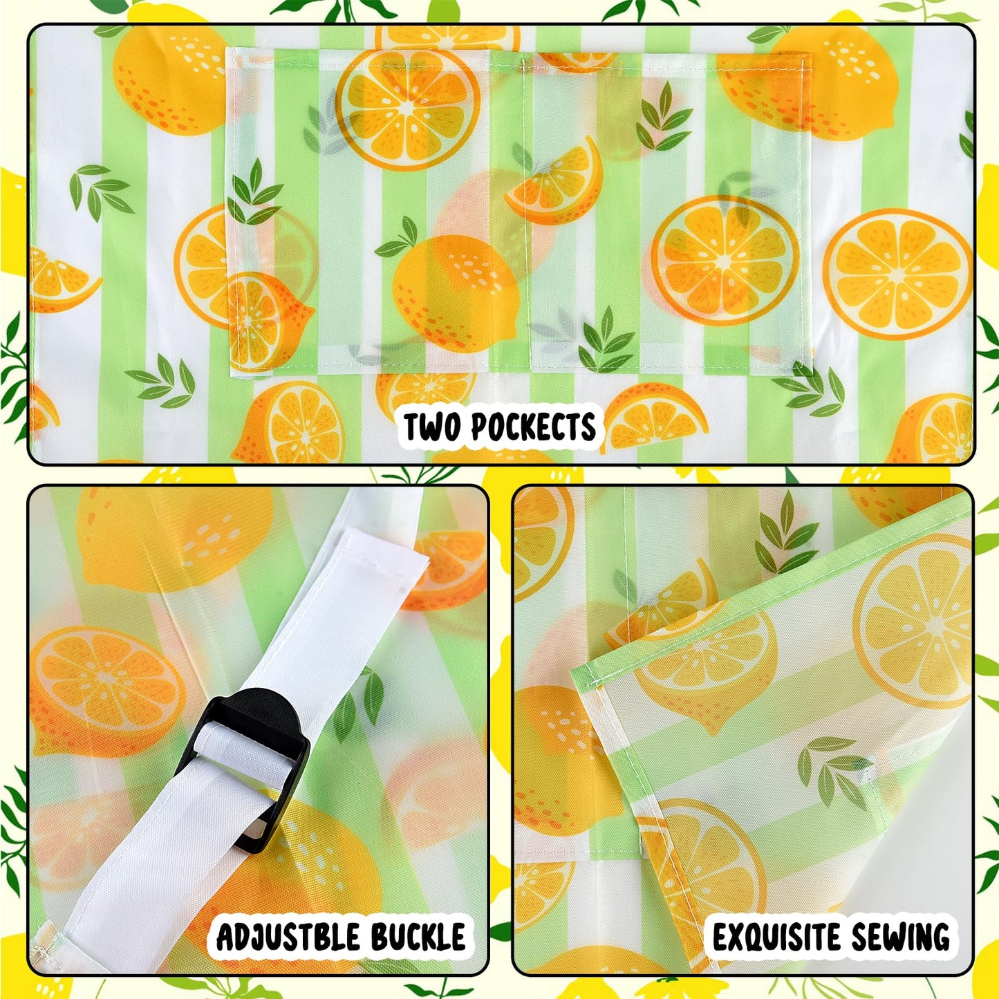 PLULON 4 Pcs Kids Aprons with Pockets Painting Apron for Kids, Lemon Kids Apron Adjustable Strap Lemonade Apron for Painting Cooking Baking Girls Boys Paint Apron Lemonade Party Supplies, 3-8 Years