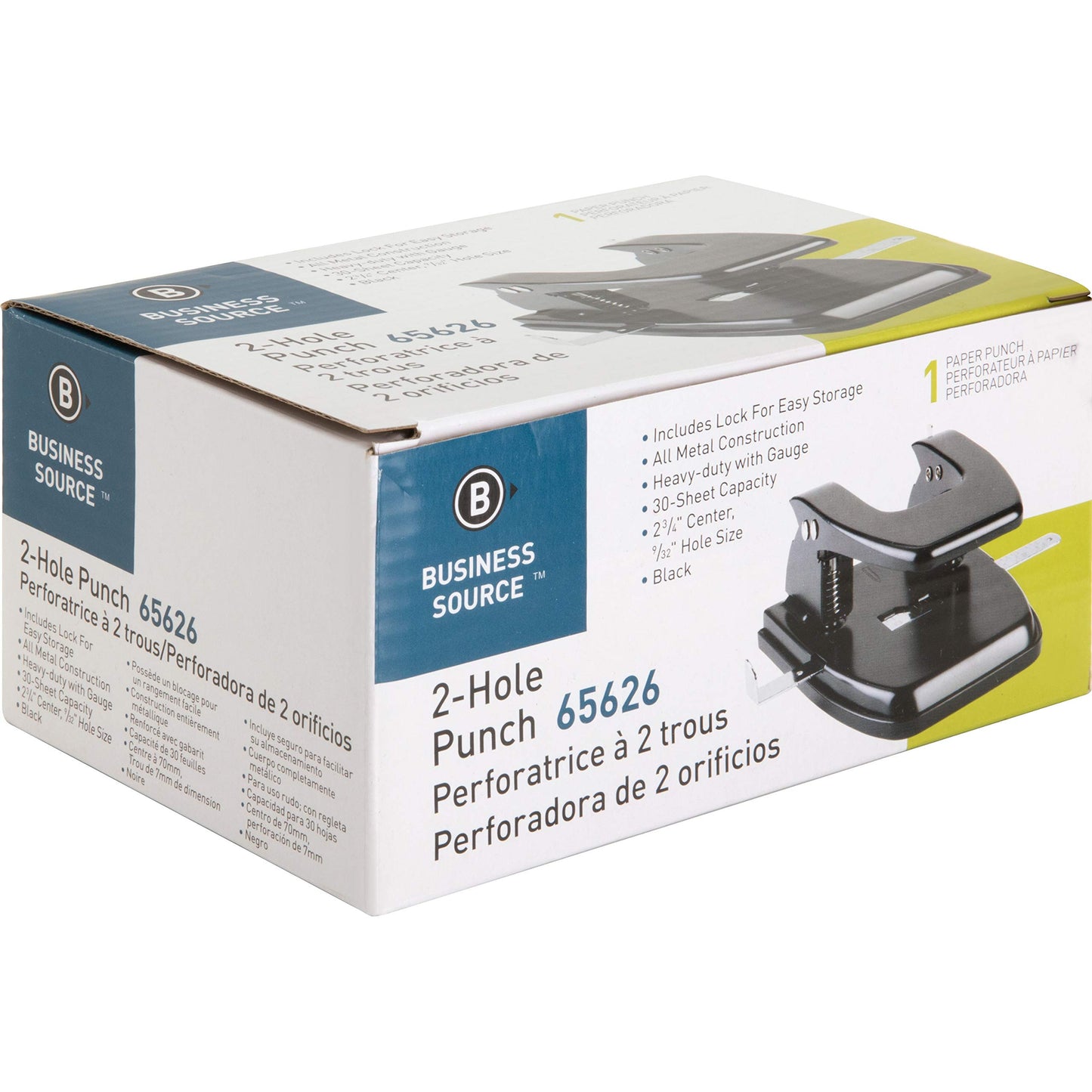 Business Source Heavy-Duty Hole Punch (65626), Black, Small (1-24)