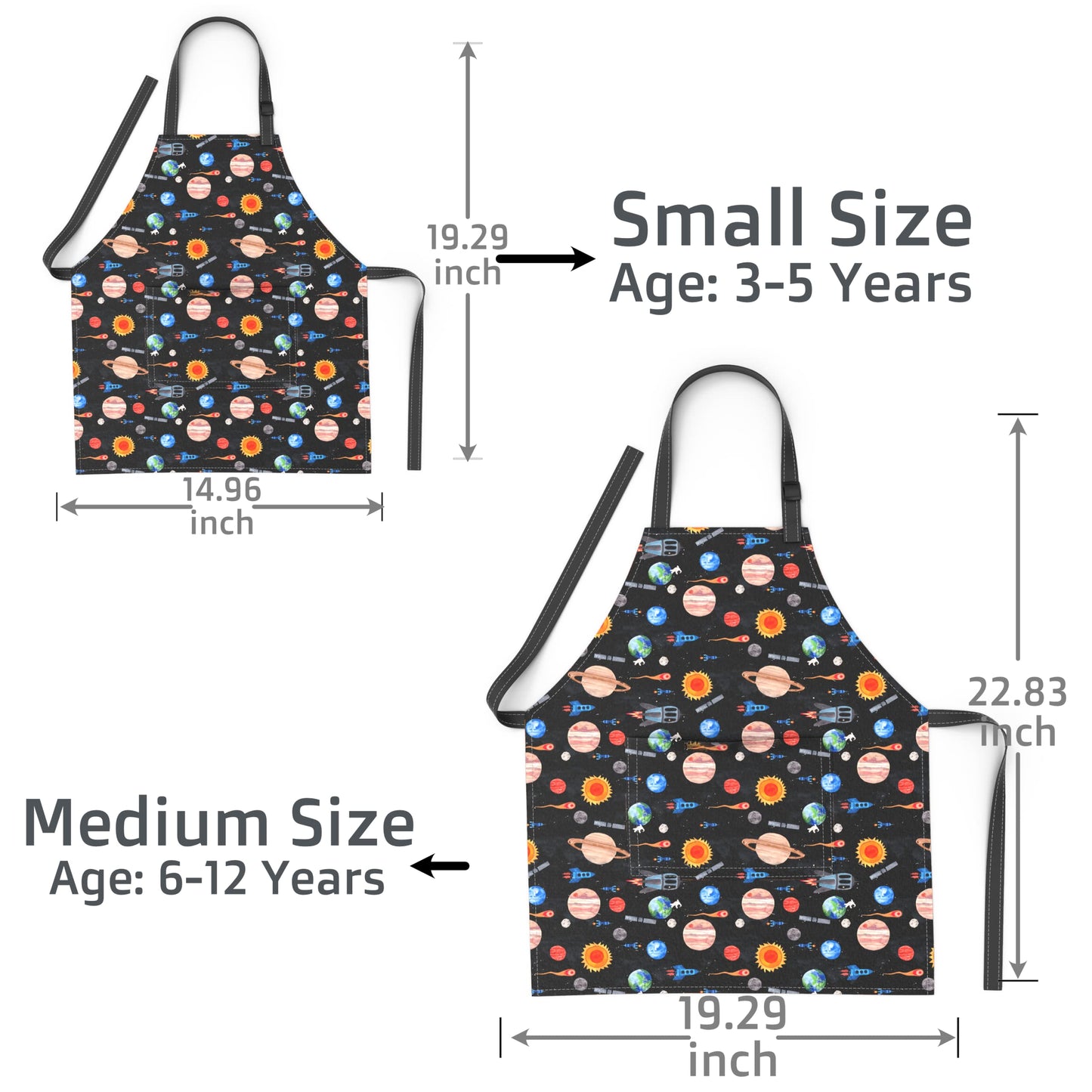 BABYBOET Kids Apron for Girls and Boys Apron for Kids Toddler with Pocket for Painting Cooking Baking Art Gardening Craft (Dinosaur Alphabet, Medium 6-12 yrs)