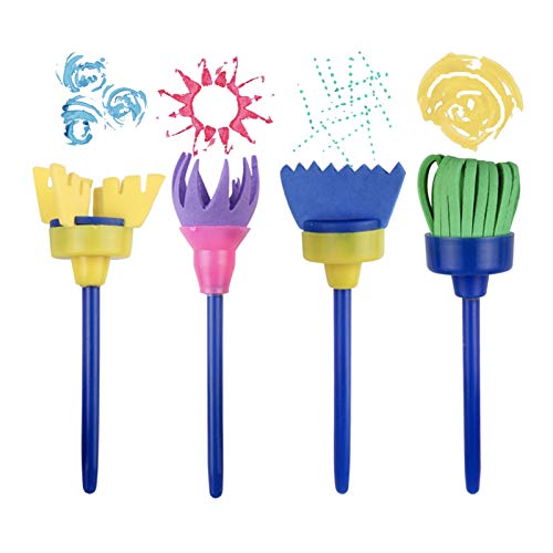 YallFairy Washable Paint Brushes Set for Toddler Kids Early Learning Toys Finger Paints sponges Art Supplies Gifts -nontoxic-100% Baby Safe