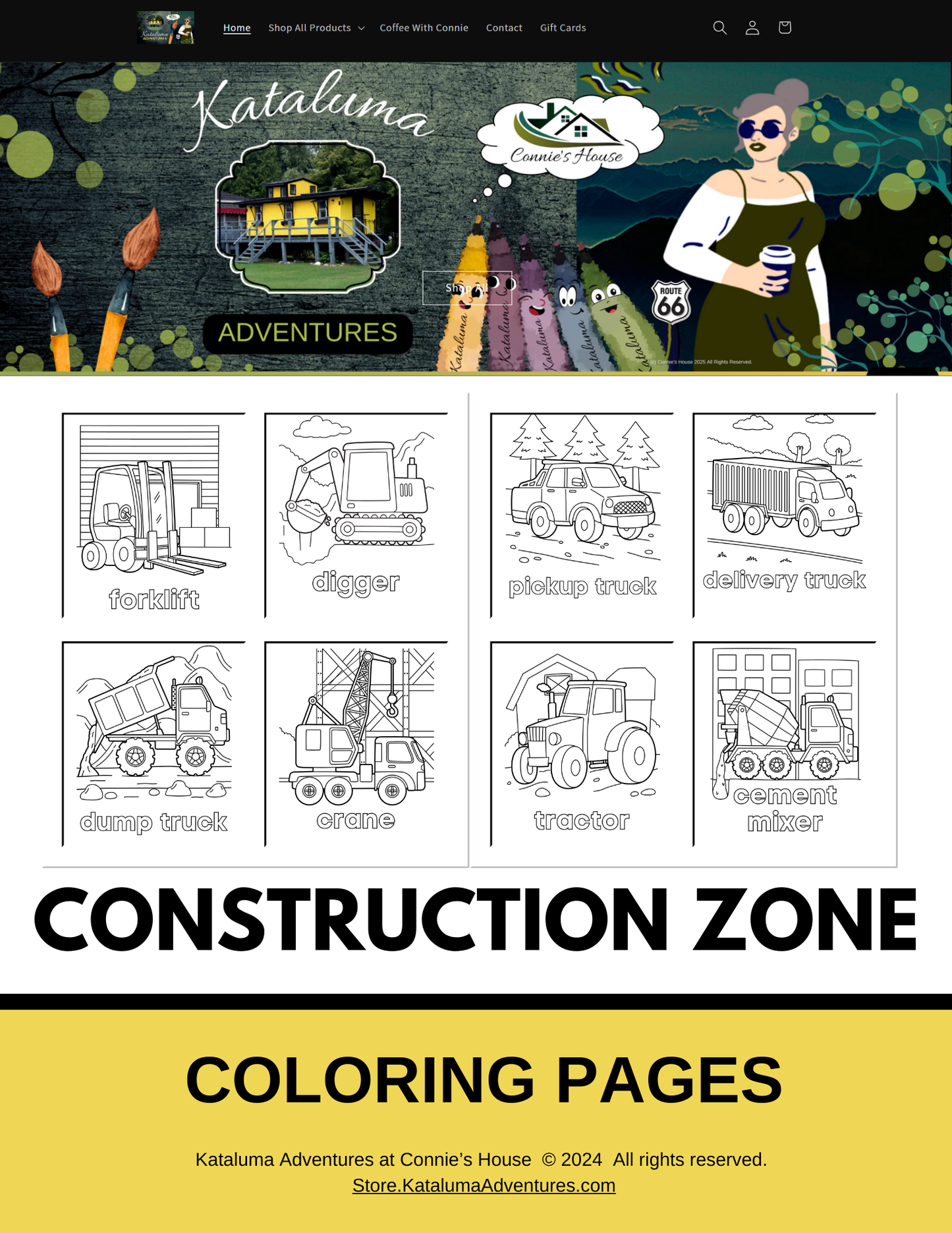 Construction Vehicles Coloring Pages (PDF)