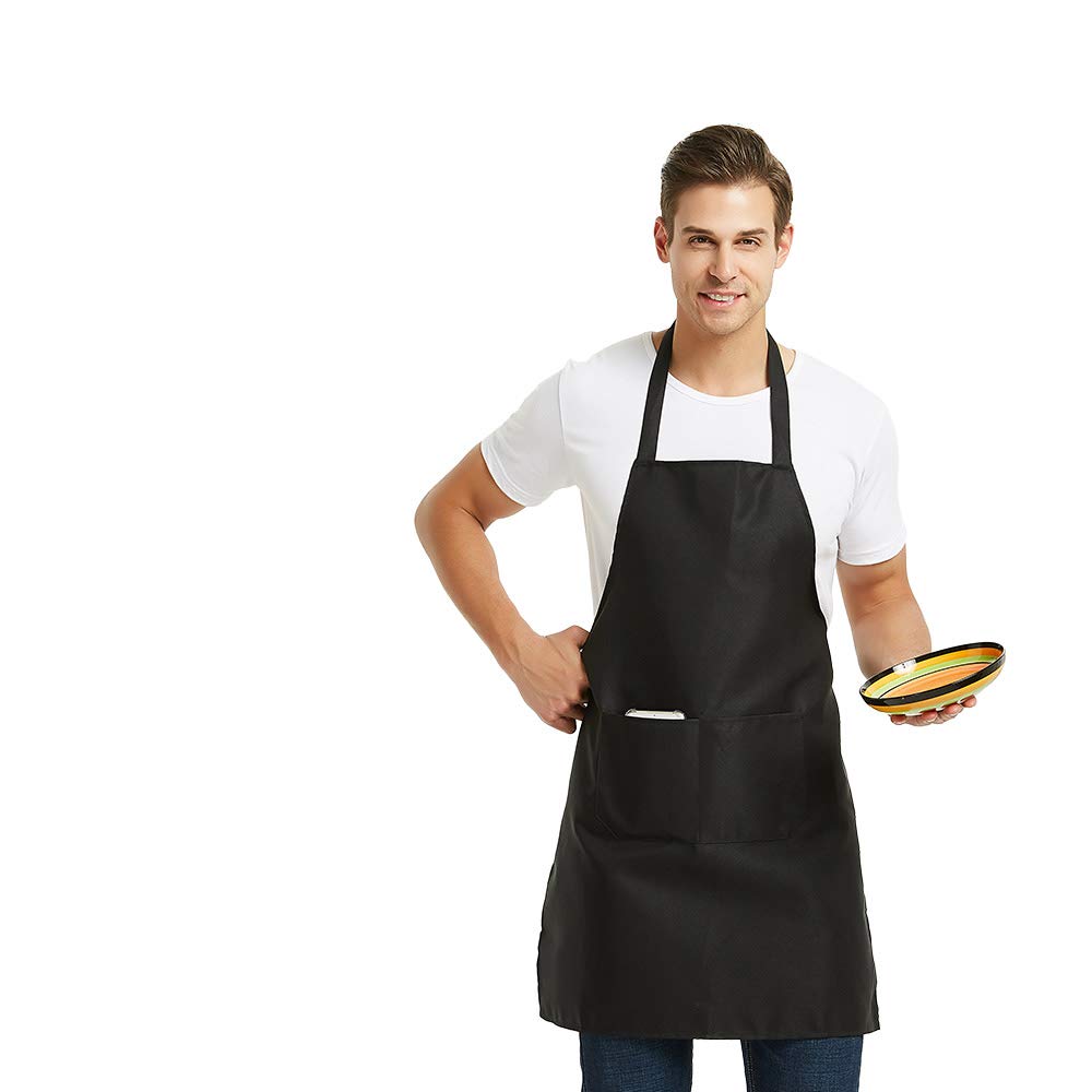 DUSKCOVE 8 PCS Plain Bib Aprons Bulk - Mixed Color Commercial Apron with 2 Pockets for Kitchen Cooking Restaurant BBQ Painting Crafting