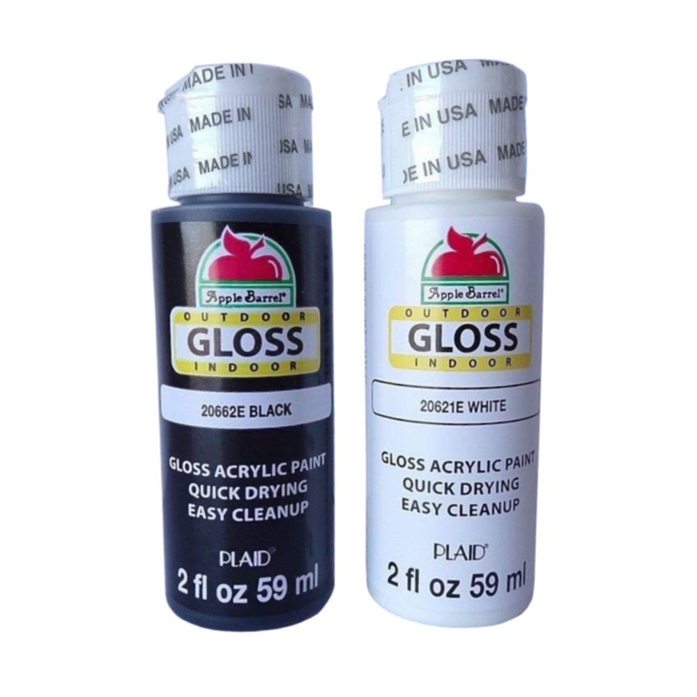 Apple Barrel Acrylic Paint Outdoor Indoor GLOSSY - Black and White