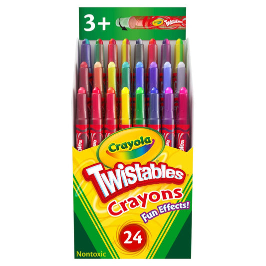 Crayola Twistables Crayons (24ct), Special Effects Crayons for Kids, No Sharpening Coloring Supplies, Less Mess, Gifts for Kids