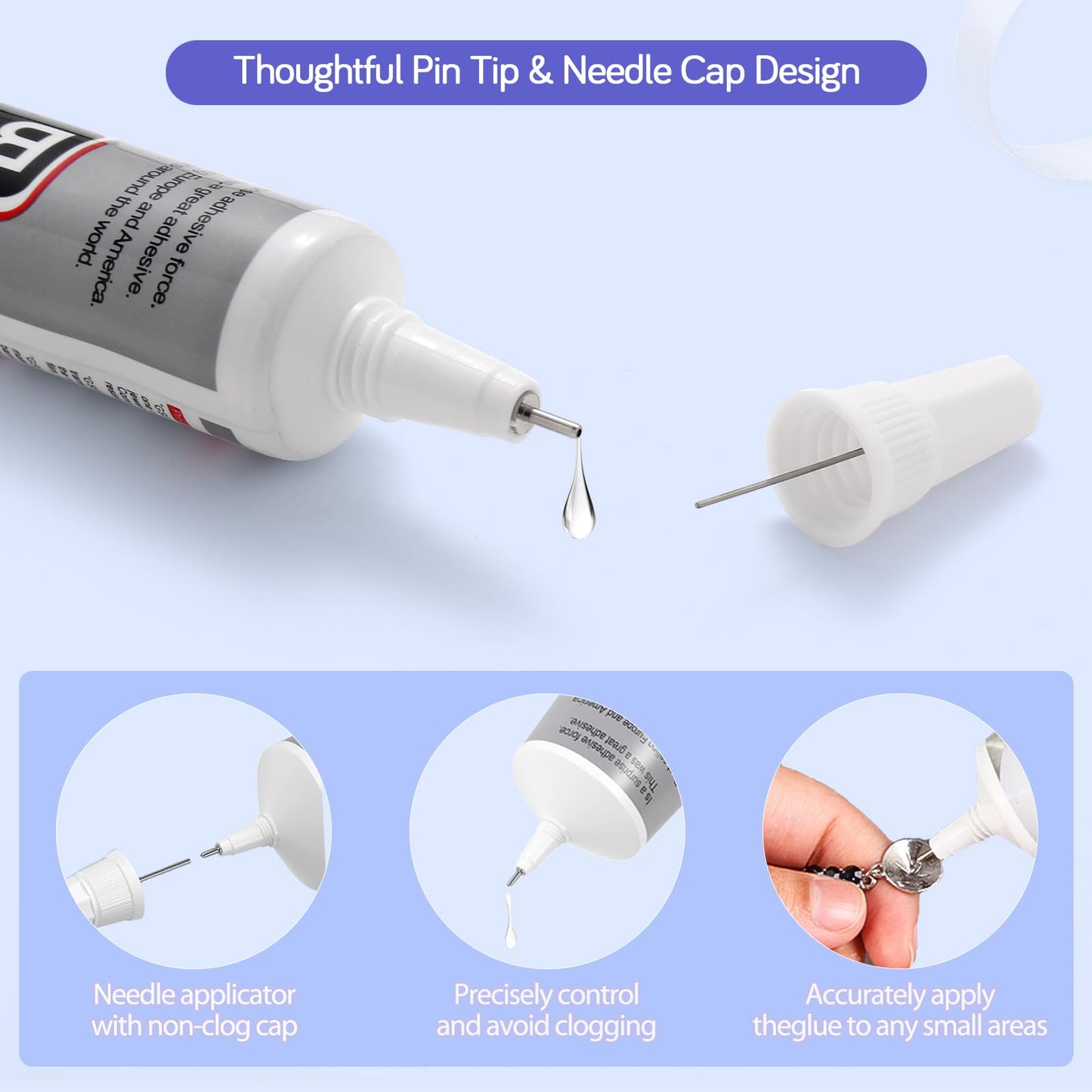 FITTDYHE 6PCS Jewelry Glue - 15ML/0.5fl oz Clear DIY Craft Glue for Rhinestones, Waterproof Strong Bond Adhesive for Phone Repair, Nail Art, Shoes, Fabric, Metal, Glass