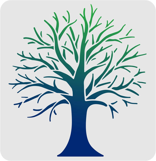 FINGERINSPIRE Tree Stencils Template 11.8x11.8inch Plastic Tree Branches Drawing Painting Stencils Square Reusable Stencils for Painting on Wood, Floor, Wall and Tile