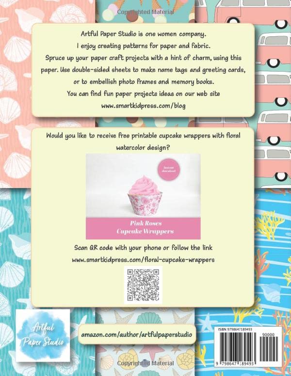 Summer Beach Scrapbook Paper: 20 patterned double sided sheets. 8.5" x 11" Card making craft paper