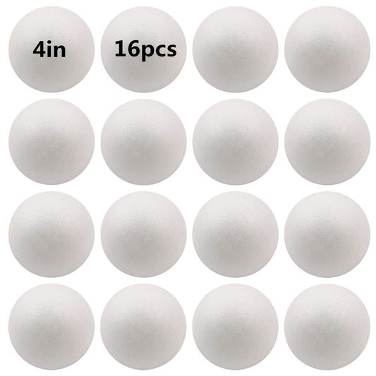 FFchuanhe 16 Pack Foam Balls for Crafts, 4 Inch Polystyrene Smooth Round Balls, for Arts and Crafts Supplies, School Project, Weddings, Christmas, Home Decoration and Various Gathering White