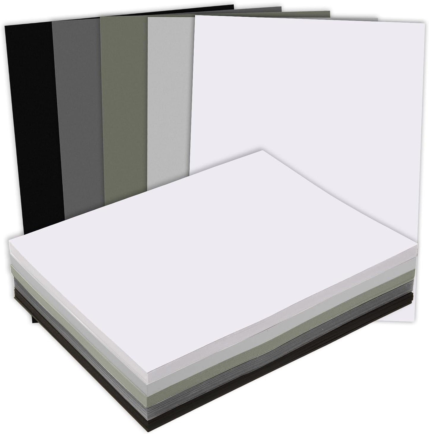 MixTeach 240 Sheets Assorted Gray Cardstock Paper 4 x 6" Medium Thick Card Stock 180gsm/65lb Printable Black White Kraft Paper for Scrapbooking, Card Making, Invitations, DIY Art Craft Supplies