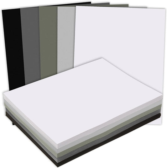 MixTeach 240 Sheets Assorted Gray Cardstock Paper 4 x 6" Medium Thick Card Stock 180gsm/65lb Printable Black White Kraft Paper for Scrapbooking, Card Making, Invitations, DIY Art Craft Supplies