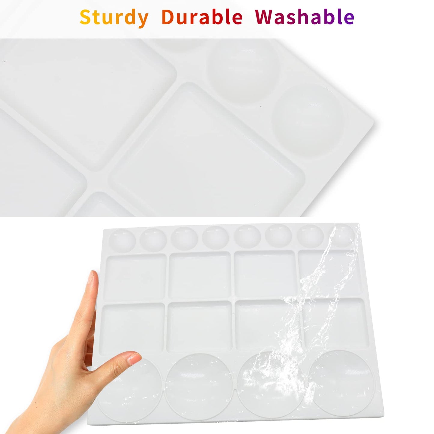 Sweaty Pony 20 Well Watercolor Paint Tray Palette Pallet Acrylic Painting Mixing Plastic Artist Large Square Palette, 13 x 10 Inches, White, 1PCS