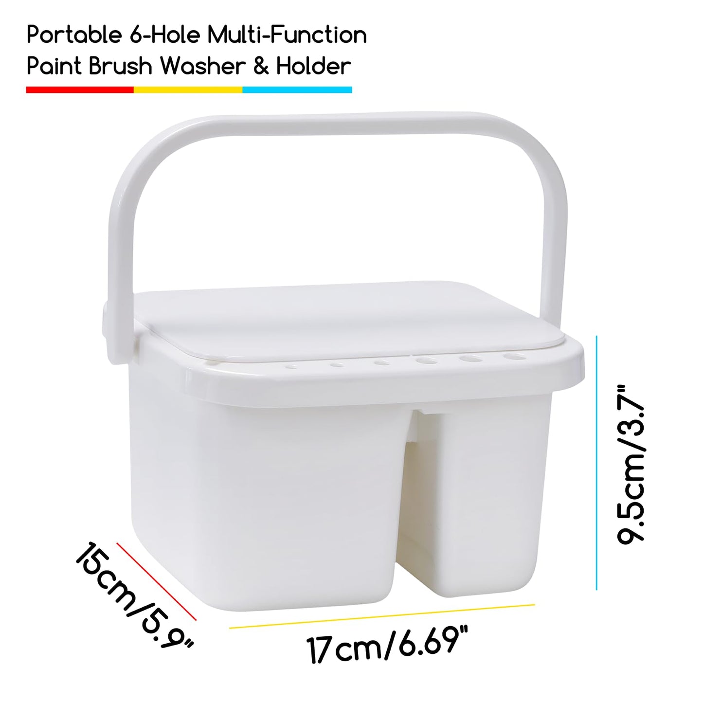 MEEDEN Paint Brush Cleaner & Holder: Portable Multi-function 6-Hole Paint Brush Washer with Lid Palette and Handle for Cleaning Acrylic, Watercolor, and Water-Based Paints