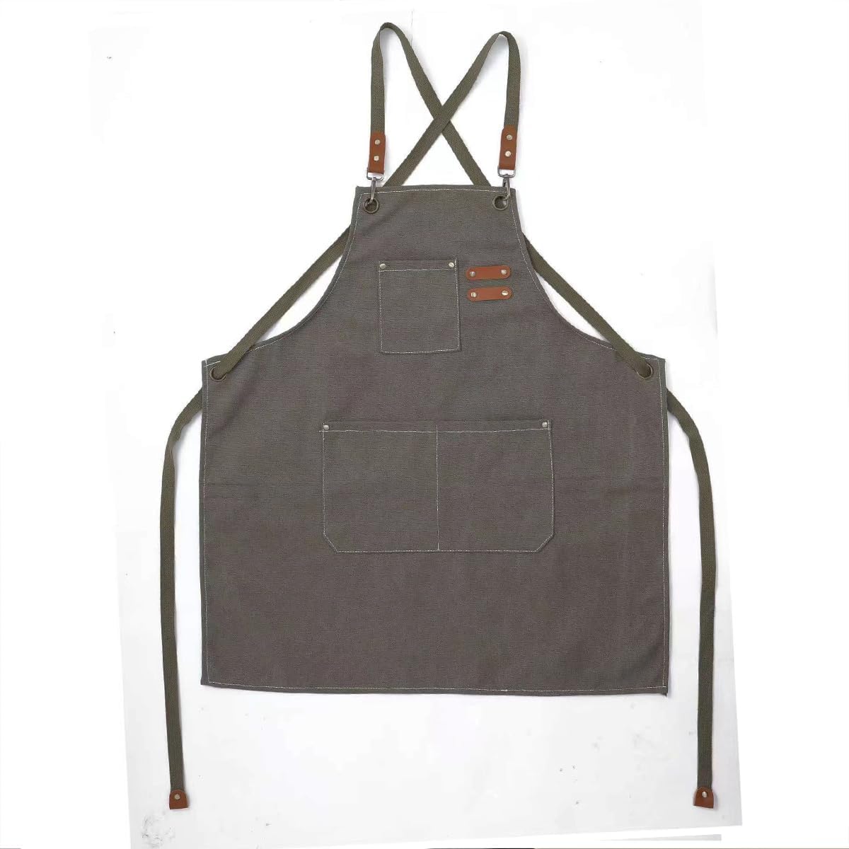 USCHAILIQIANG Kids Aprons Adjustable With 3 PocketsTool Waterproof For Cooking Painting Gardener Canvas Apron For 6-12 Girls And Boys (grey)