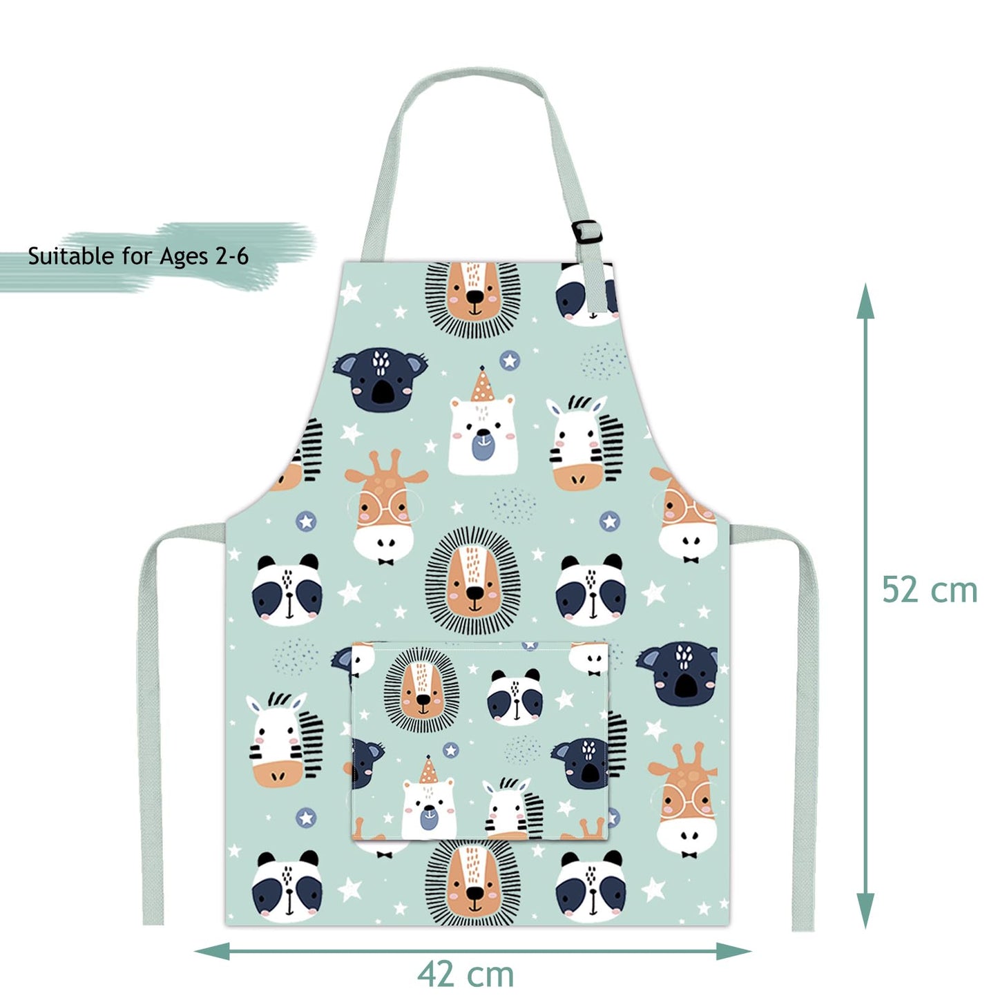 Pipoobear Kids Apron for Boys and Girls Aged 2-6, Toddler Aprons with Pocket Adjustable Strap, 100% Cotton Blue Chef Outfit for Kitchen Cooking Baking Painting and Craft