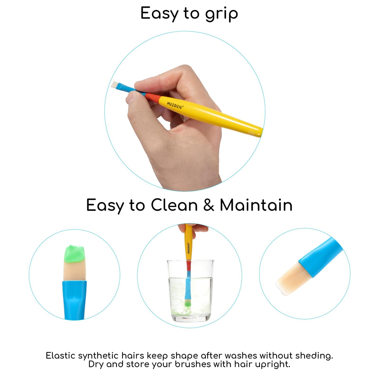 MEEDEN Paint Brushes for Kids: 5 Pcs Round Flat & Fan Kids Paintbrush Set for All Purpose - Preschool Toddler Paint Brushes for Acrylic & Washable Paint