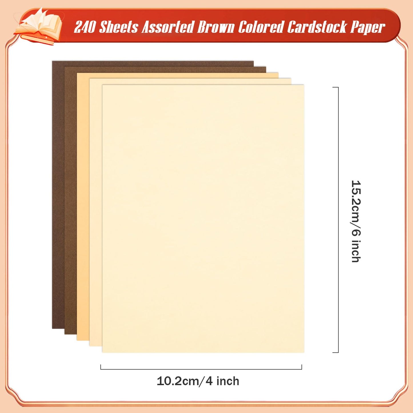 MixTeach 240 Sheets Assorted Brown Cardstock Paper 4 x 6" Medium Thick Card Stock 180gsm/65lb Printable Kraft Paper for Boho Themed Scrapbooking, Card Making, Invitations, DIY Art Craft Supplies