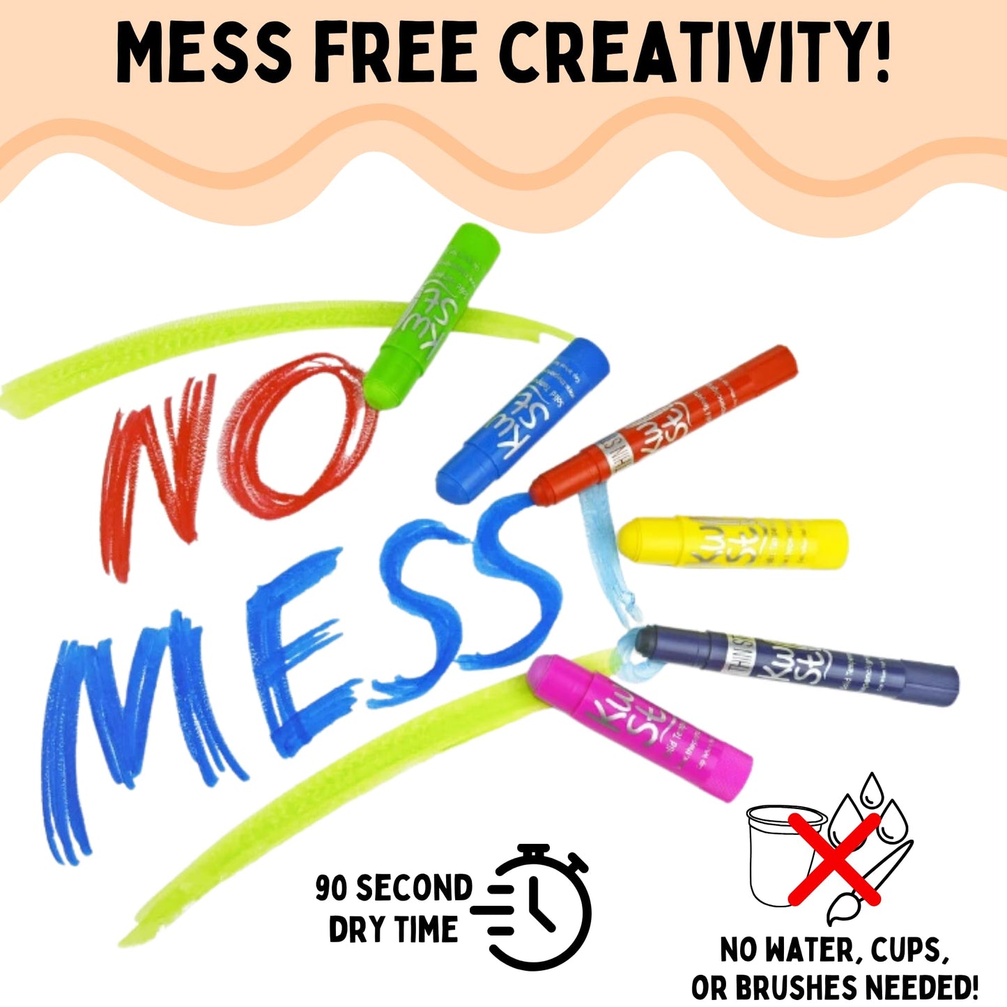 Kwik Stix Solid Tempera Paint Sticks, 24 Colors, Washable Paint Sticks for Kids, Non-Toxic, Quick Drying, Allergen Free, Comes in Classic, Metallic, & Neon Colors, Ideal for Kids and Toddlers
