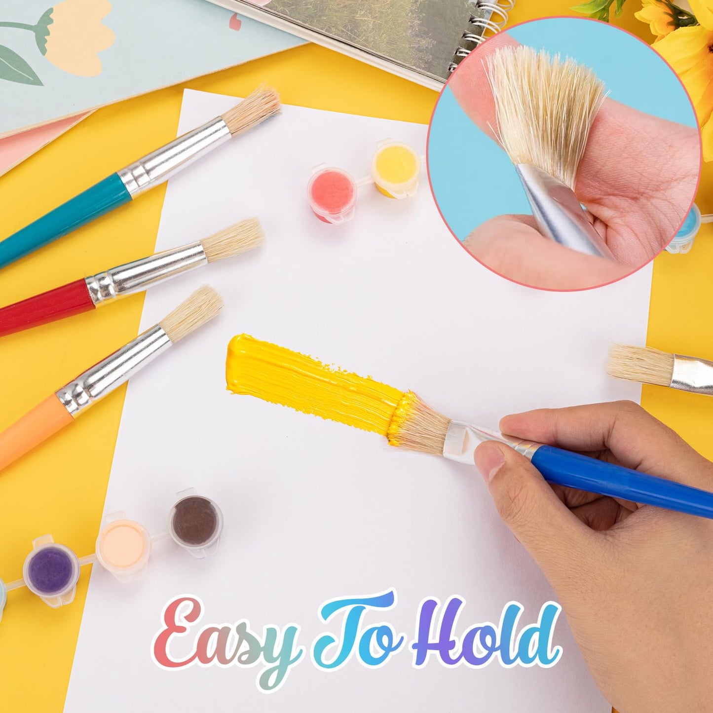 Paint Brushes for Kids, 10 Pcs Big Washable Chubby Toddler Paint Brushes, Easy to Clean & Grip Round and Flat Preschool Paint Brushes with No Shed Bristle for Acrylic Paint, Washable Paint