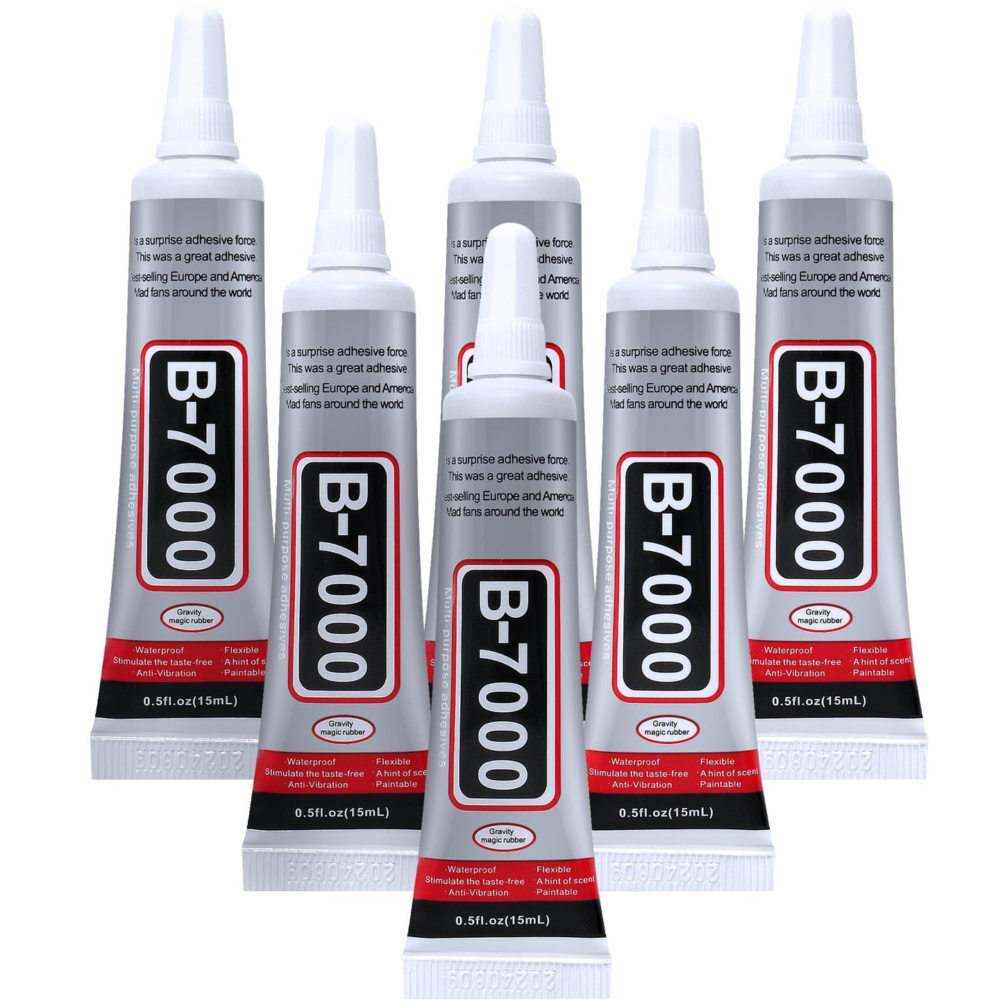 FITTDYHE 6PCS Jewelry Glue - 15ML/0.5fl oz Clear DIY Craft Glue for Rhinestones, Waterproof Strong Bond Adhesive for Phone Repair, Nail Art, Shoes, Fabric, Metal, Glass