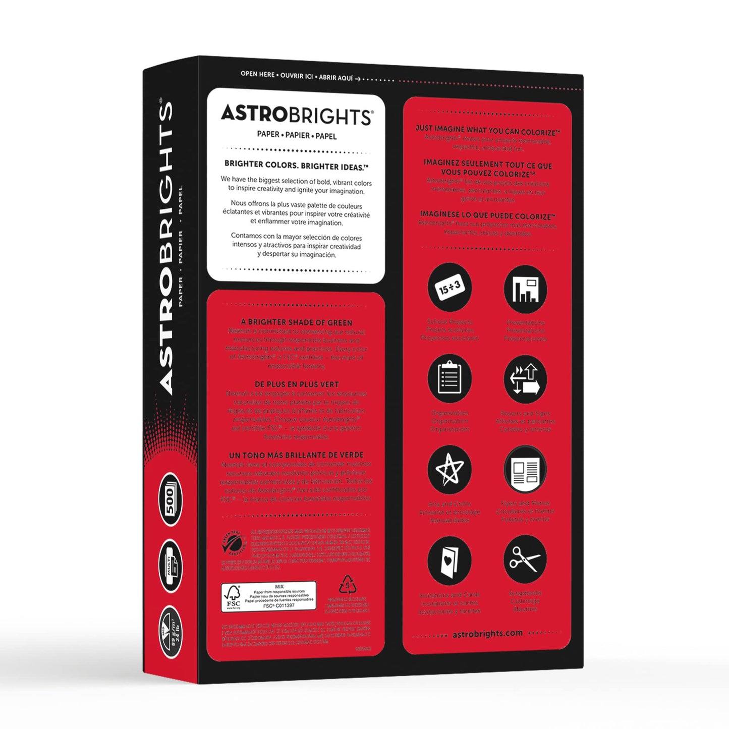 Astrobrights 491619 Astrobrights Multipurpose Paper 24 lbs 8.5-Inch x 11-Inch Re-Entry Red