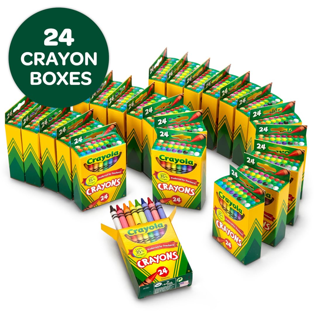 Crayola Crayons Bulk (24 Packs), Back to School Supplies for Preschool & Kindergarten, Bulk Crayons for Kids, Classroom Supplies