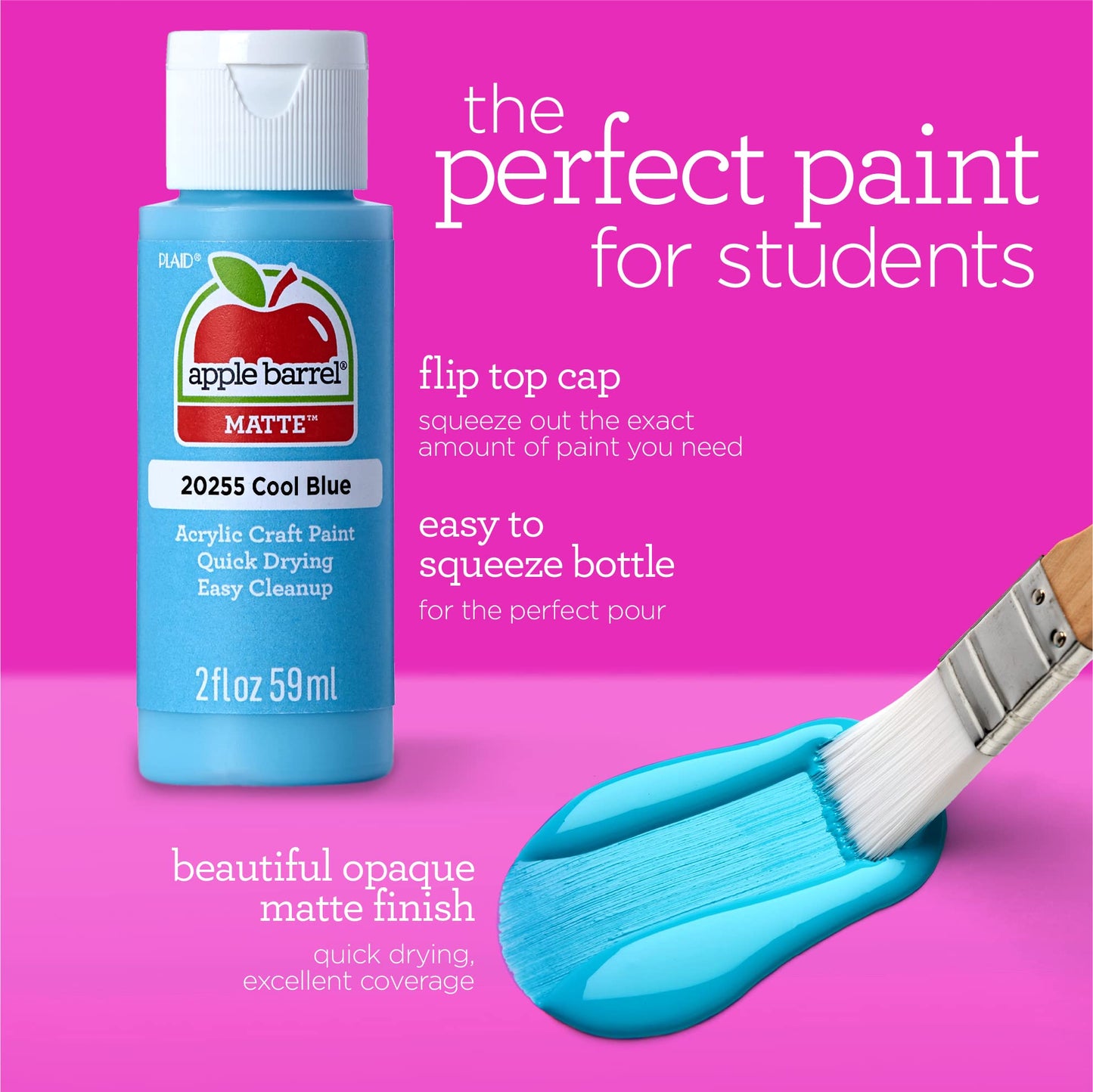 Apple Barrel Art Lessons Paint and Brush Set, 34 pc Kit Including 23 2 fl oz Apple Barrel Acrylic Paint Colors, 1 2 fl oz bottle of Mod Podge Matte, 10 FolkArt Brushes, 6 Video Lessons And More