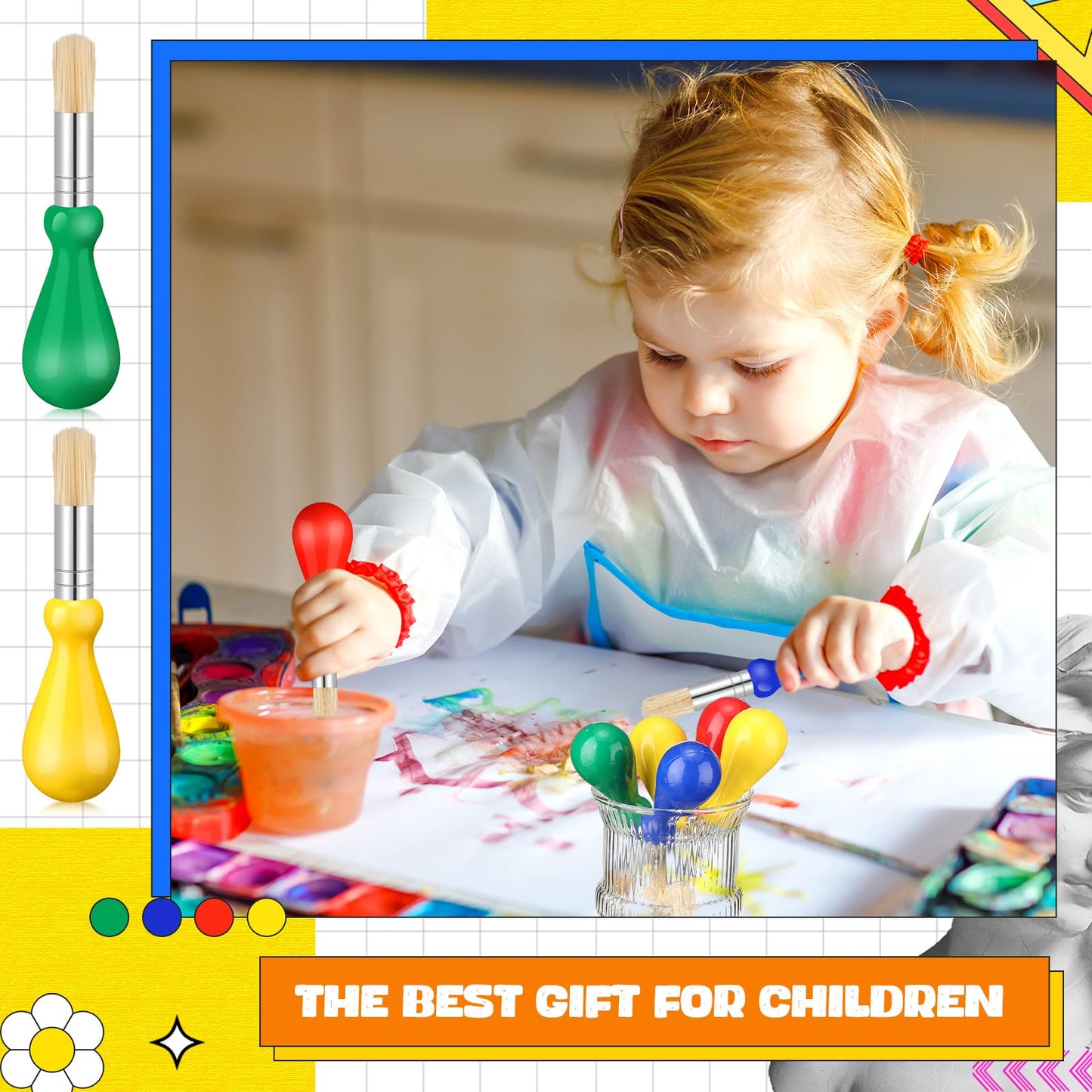 Frienda 36 Pcs Paint Brushes for Kids Baby Toddlers Jumbo Paint Brushes with Round Chubby Handle Colorful Easy Grip Jumbo Brushes Bulk for School Kids Painting Preschool Art Supplies Craft Projects