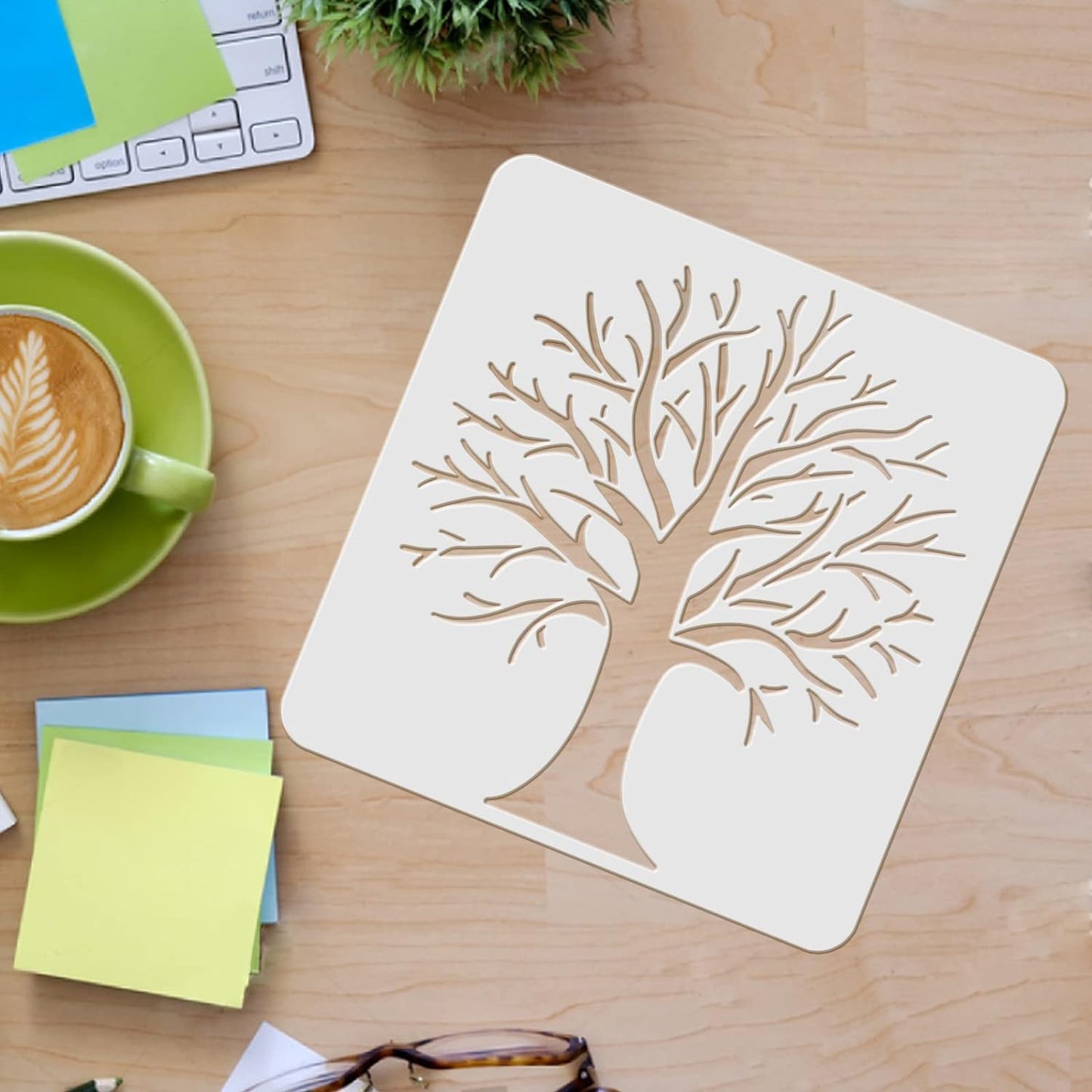 FINGERINSPIRE Tree Stencils Template 11.8x11.8inch Plastic Tree Branches Drawing Painting Stencils Square Reusable Stencils for Painting on Wood, Floor, Wall and Tile