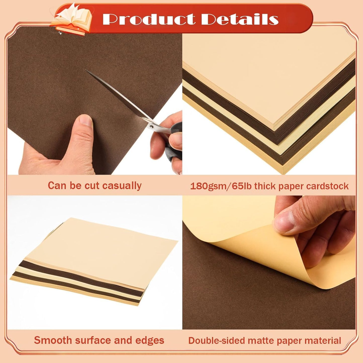 MixTeach 240 Sheets Assorted Brown Cardstock Paper 4 x 6" Medium Thick Card Stock 180gsm/65lb Printable Kraft Paper for Boho Themed Scrapbooking, Card Making, Invitations, DIY Art Craft Supplies