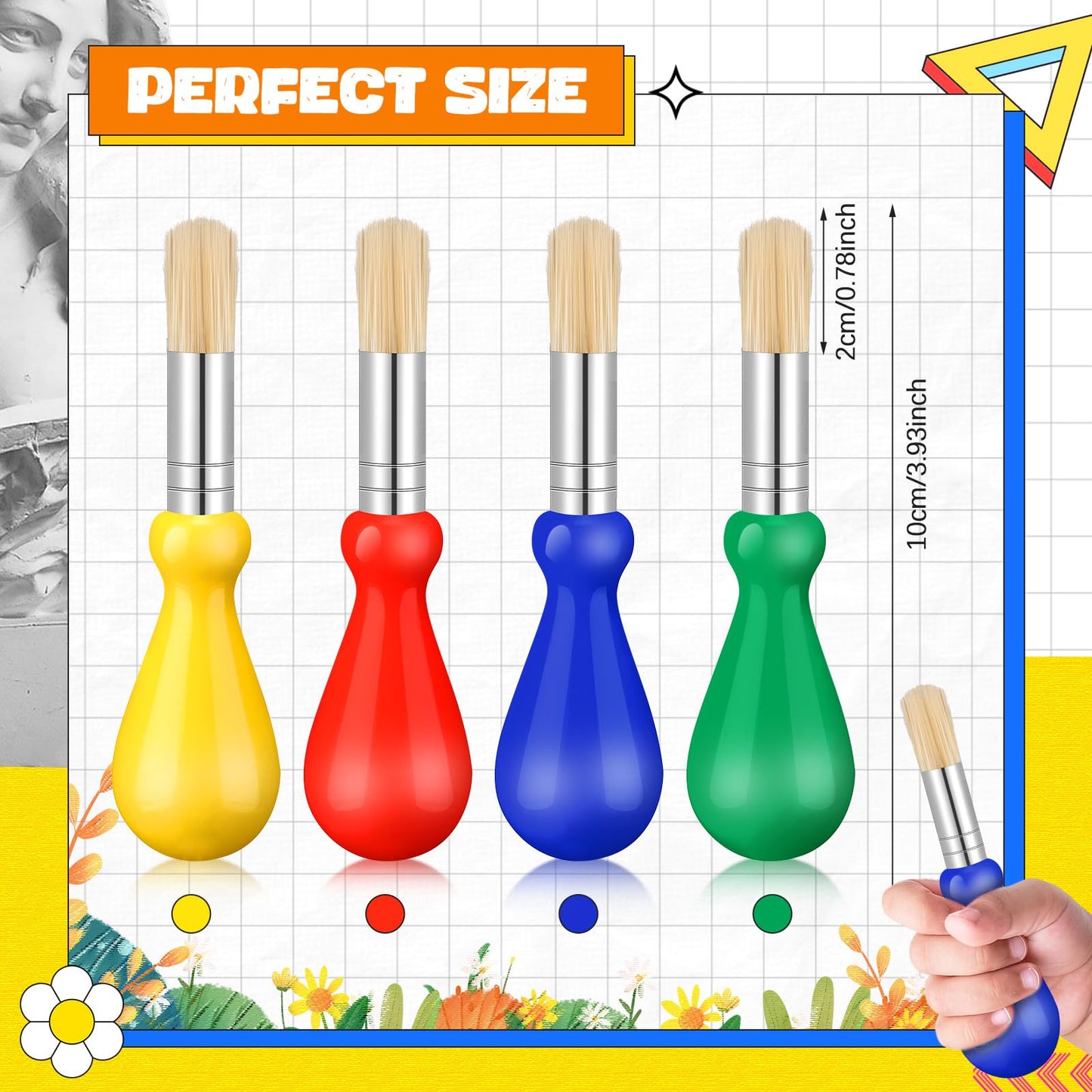 Frienda 36 Pcs Paint Brushes for Kids Baby Toddlers Jumbo Paint Brushes with Round Chubby Handle Colorful Easy Grip Jumbo Brushes Bulk for School Kids Painting Preschool Art Supplies Craft Projects