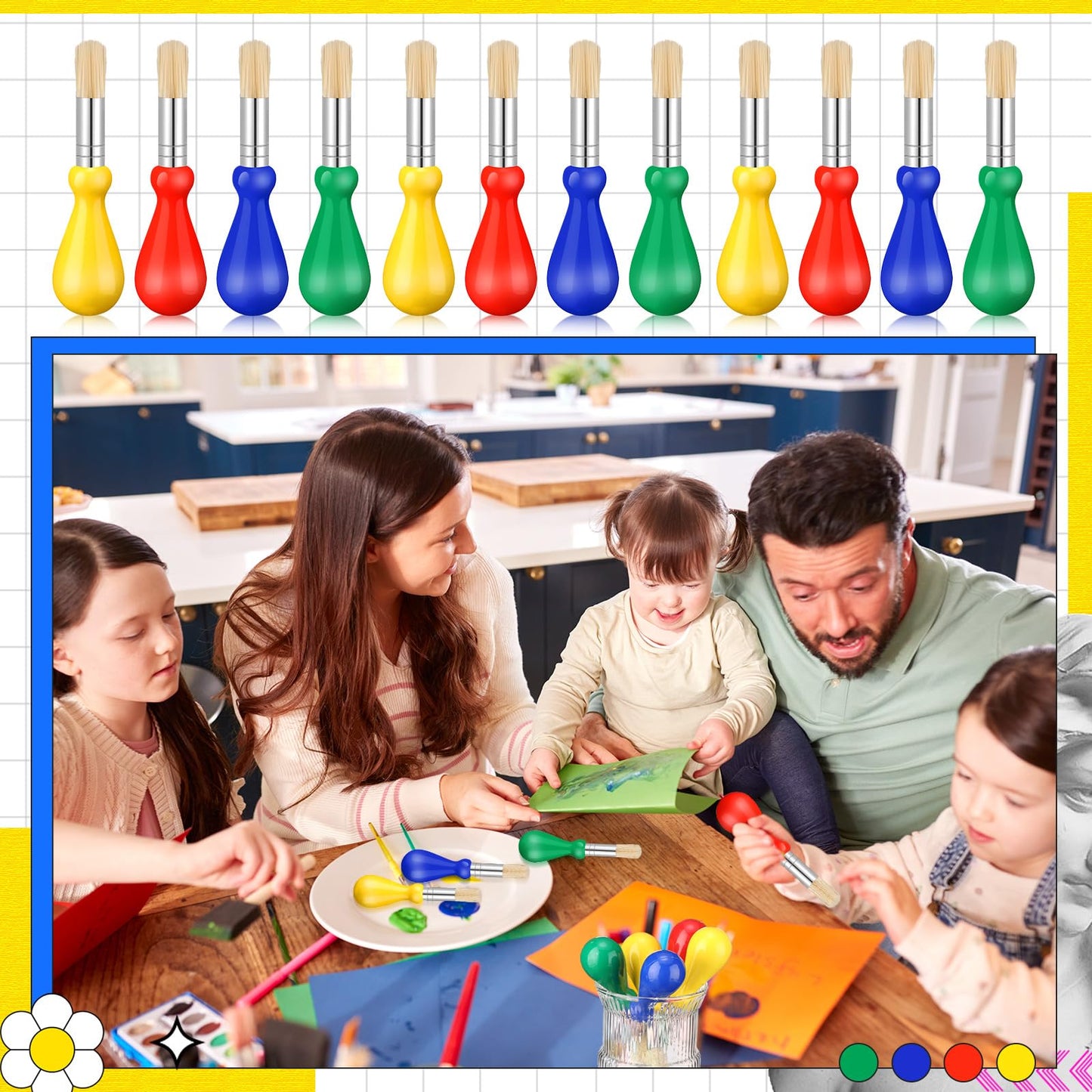 Frienda 36 Pcs Paint Brushes for Kids Baby Toddlers Jumbo Paint Brushes with Round Chubby Handle Colorful Easy Grip Jumbo Brushes Bulk for School Kids Painting Preschool Art Supplies Craft Projects