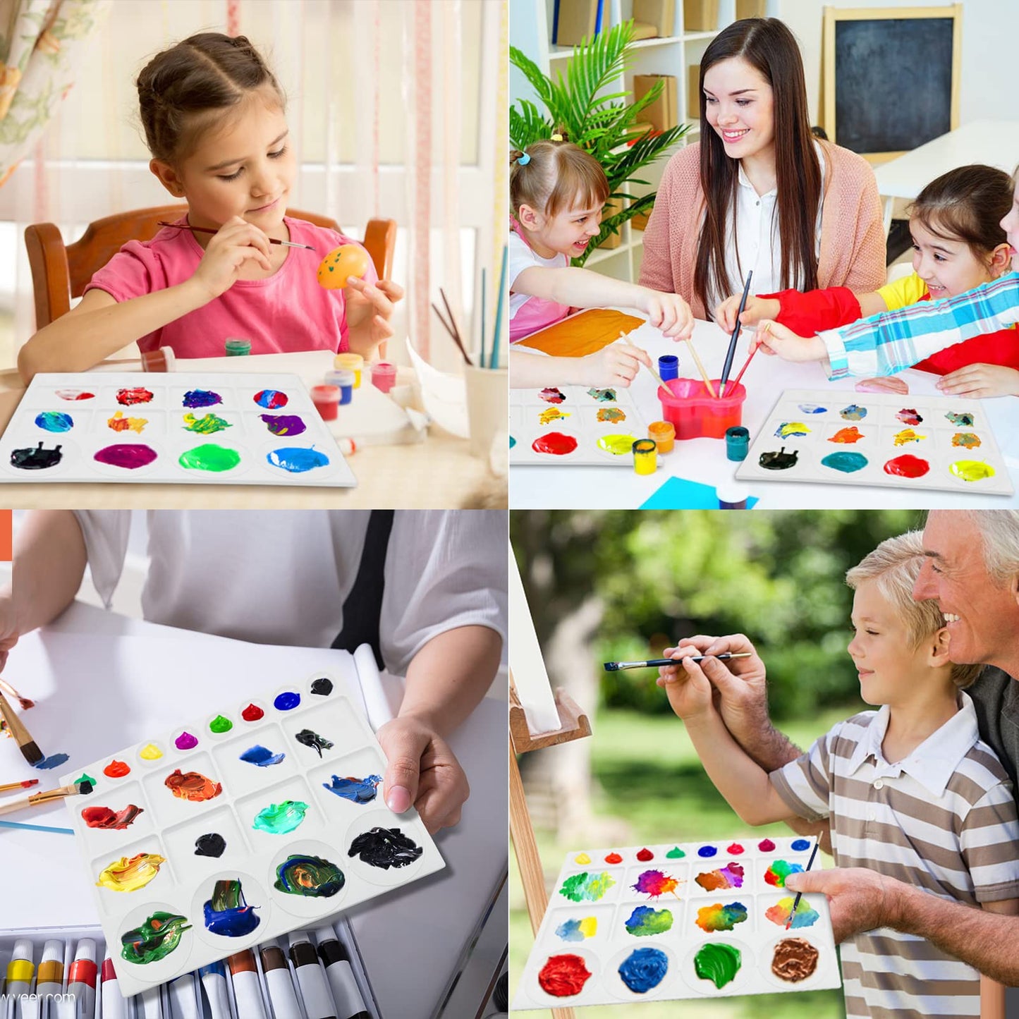 Sweaty Pony 20 Well Watercolor Paint Tray Palette Pallet Acrylic Painting Mixing Plastic Artist Large Square Palette, 13 x 10 Inches, White, 1PCS