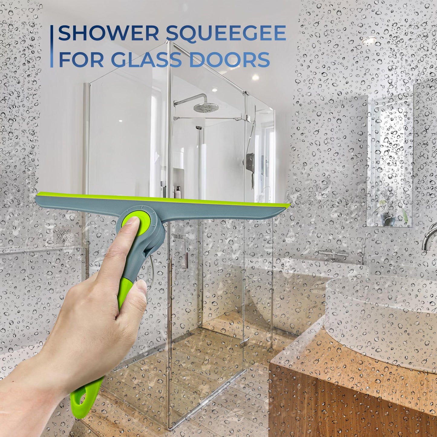 DSV Standard Shower Squeegee for Glass Doors, Squeegee for Window Cleaning, All Purpose Window Cleaner Tool for Car Squeegee,Windshield | Mini Window Squeegee for Home | 10" Blade and 8.3" Long Handle